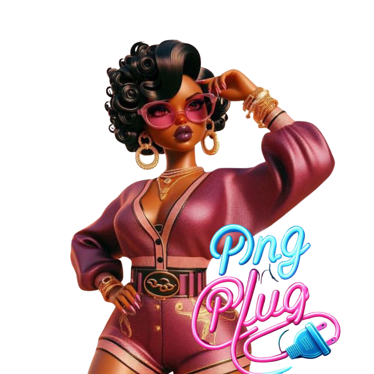 Glamorous Afrocentric Plum Betty Boop PNG Bundle - Instant Digital Download