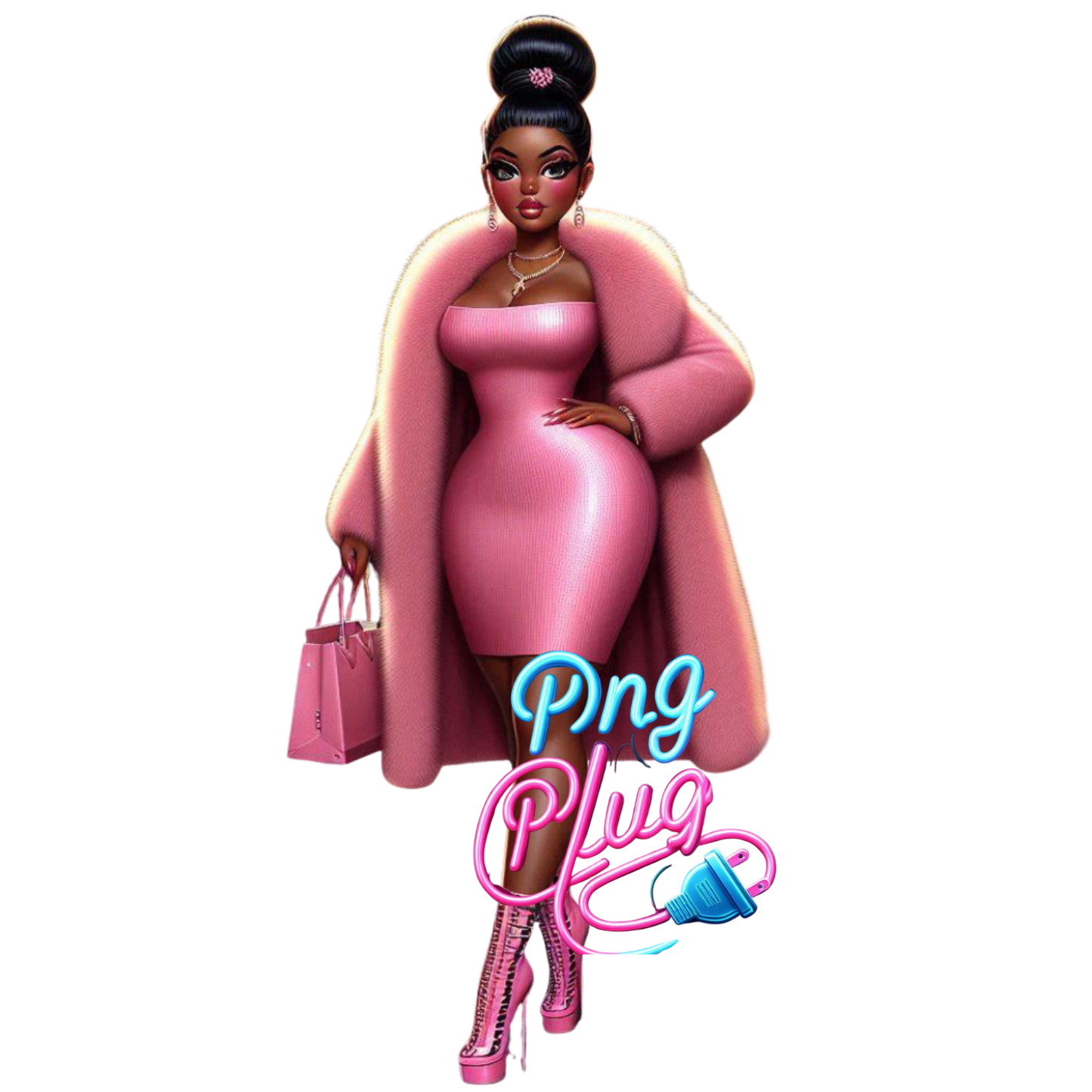 Stylish Pink Betty Boop Winter Fashion PNG Bundle - Instant Digital Download