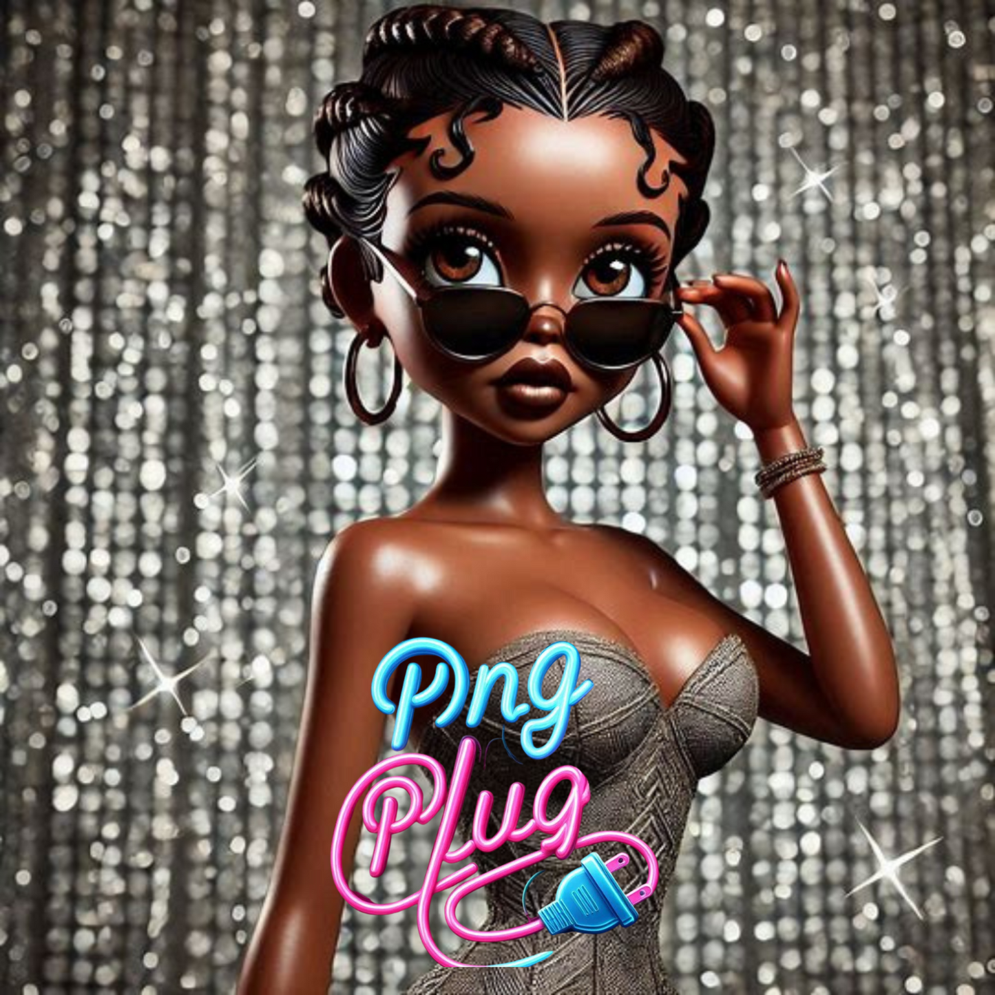 Betty Boop in Modern Metallic PNG Bundle - Instant Digital Download