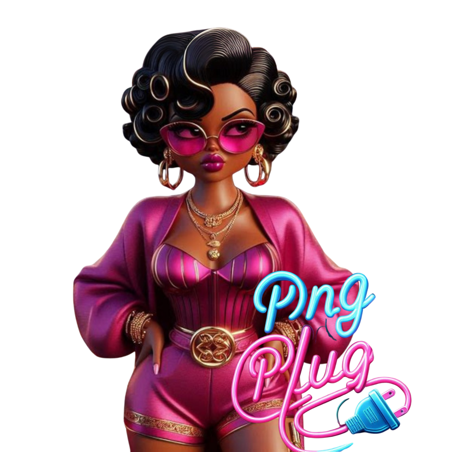 Glamorous Afrocentric Plum Betty Boop PNG Bundle - Instant Digital Download