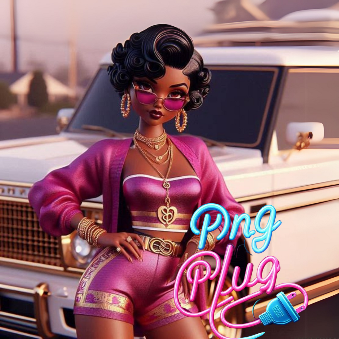 Glamorous Afrocentric Plum Betty Boop PNG Bundle - Instant Digital Download