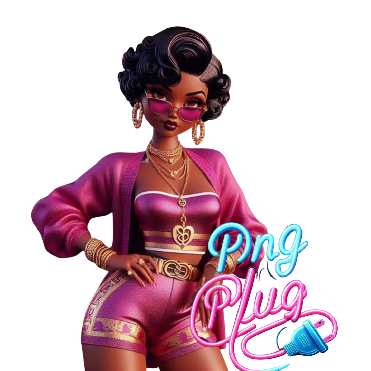 Glamorous Afrocentric Plum Betty Boop PNG Bundle - Instant Digital Download