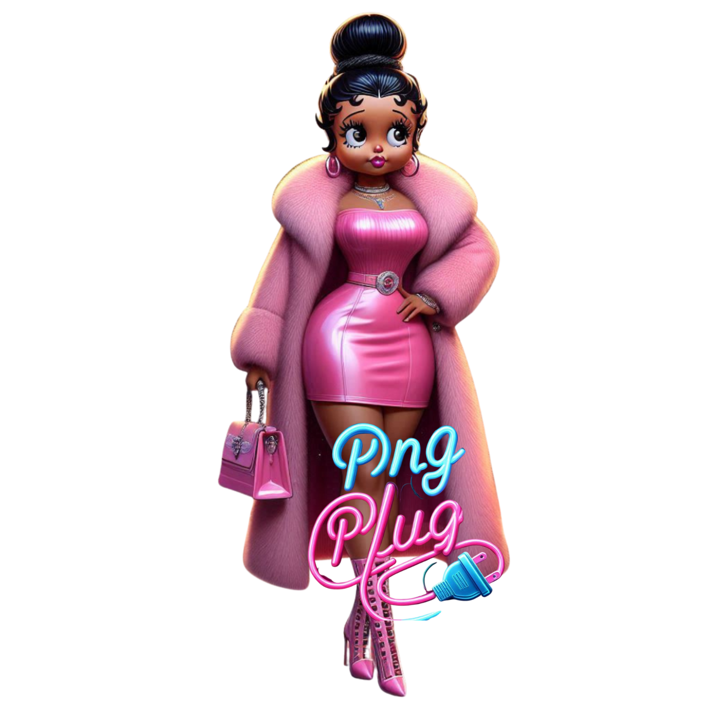 Stylish Pink Betty Boop Winter Fashion PNG Bundle - Instant Digital Download