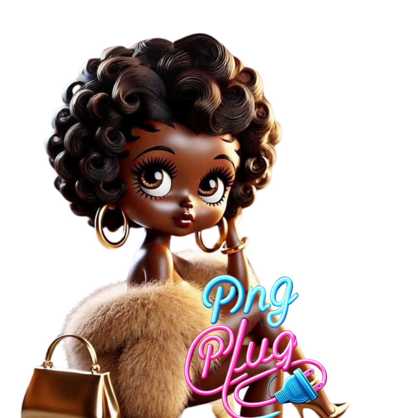 Betty Boop in Gold Fur Glamour PNG Bundle - Instant Digital Download
