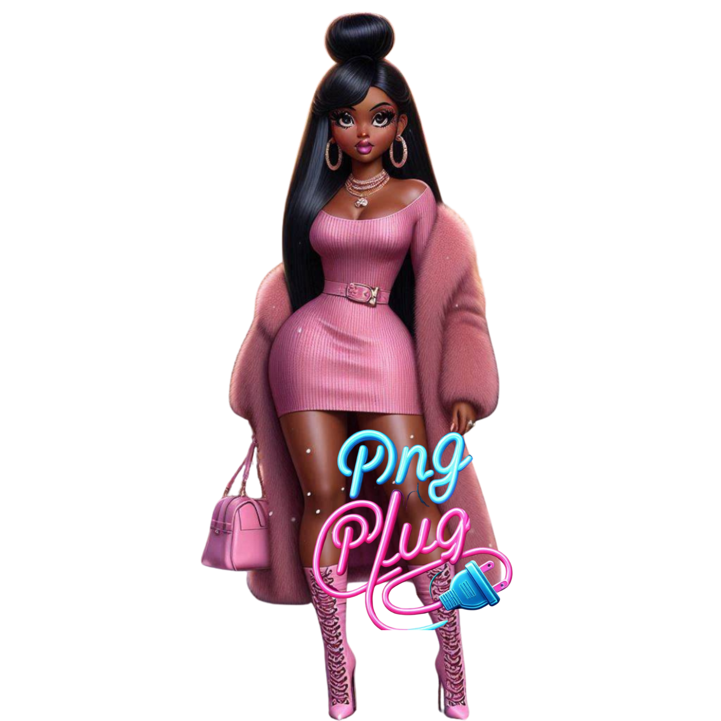 Stylish Pink Betty Boop Winter Fashion PNG Bundle - Instant Digital Download