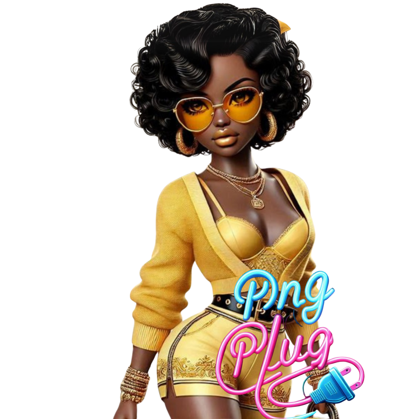 Glamorous Afrocentric Yellow Betty Boop PNG Bundle - Instant Digital Download