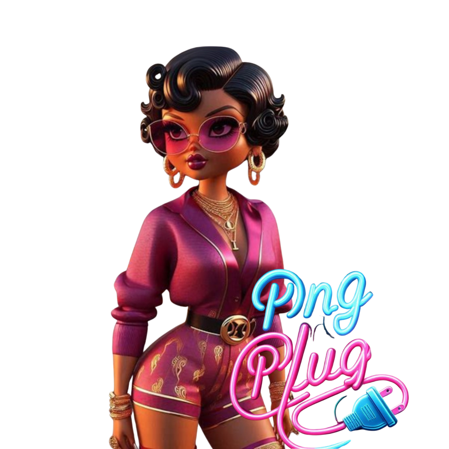 Glamorous Afrocentric Plum Betty Boop PNG Bundle - Instant Digital Download