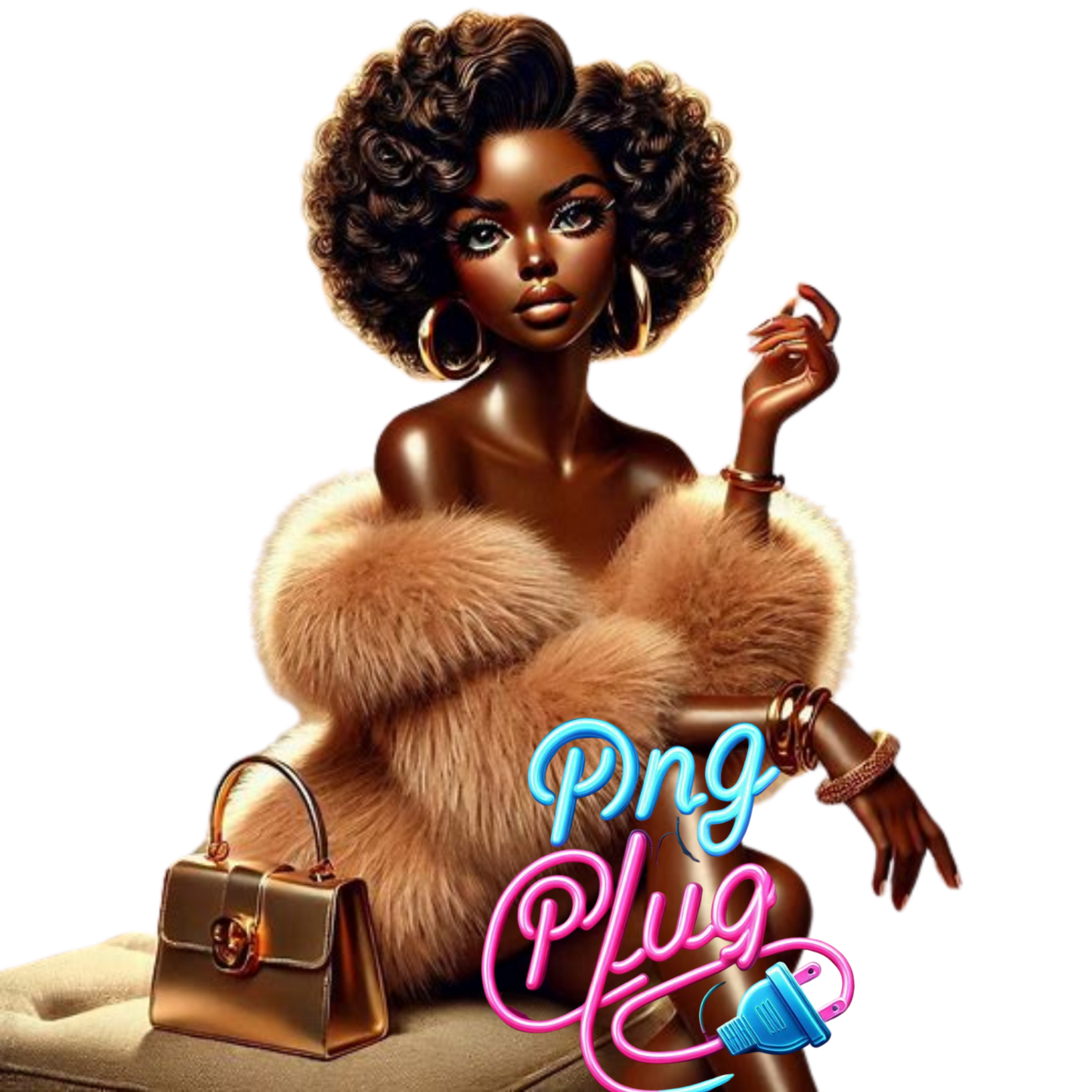 Betty Boop in Gold Fur Glamour PNG Bundle - Instant Digital Download