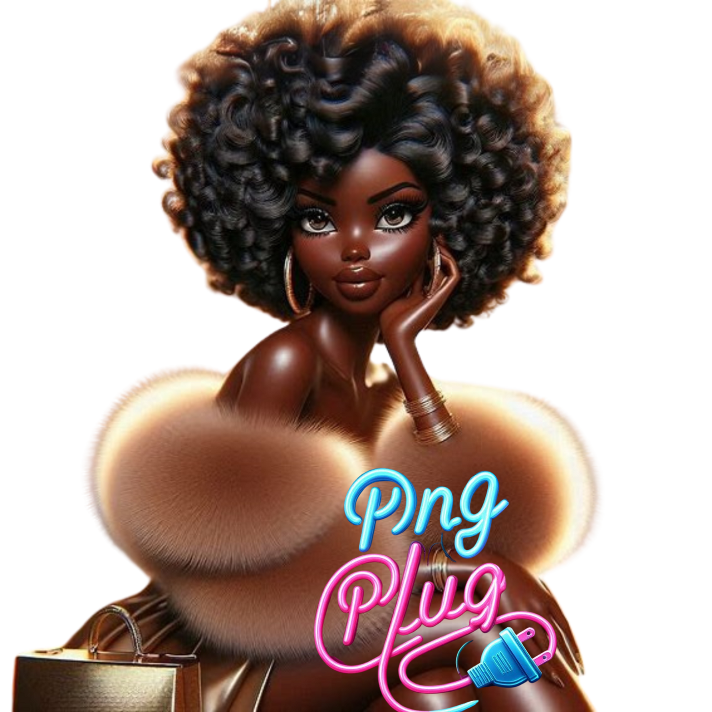 Betty Boop in Gold Fur Glamour PNG Bundle - Instant Digital Download