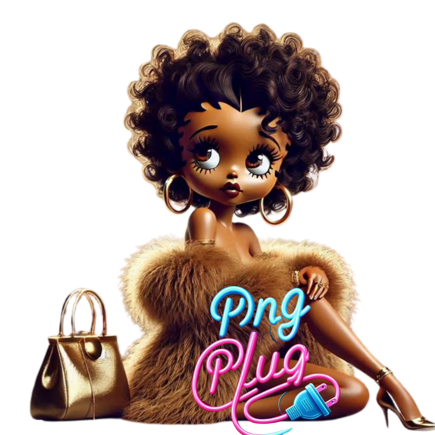 Betty Boop in Gold Fur Glamour PNG Bundle - Instant Digital Download