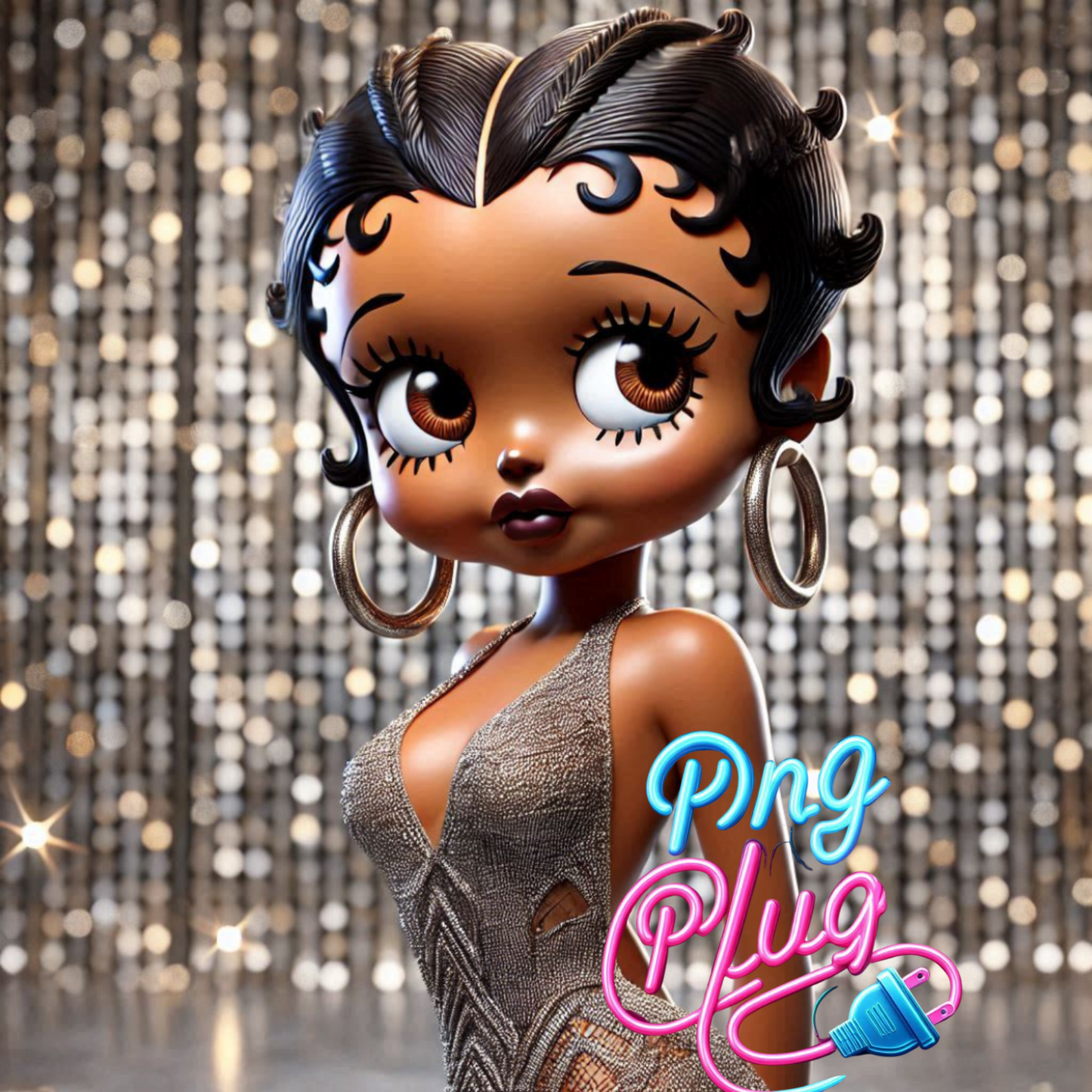 Betty Boop in Modern Metallic PNG Bundle - Instant Digital Download