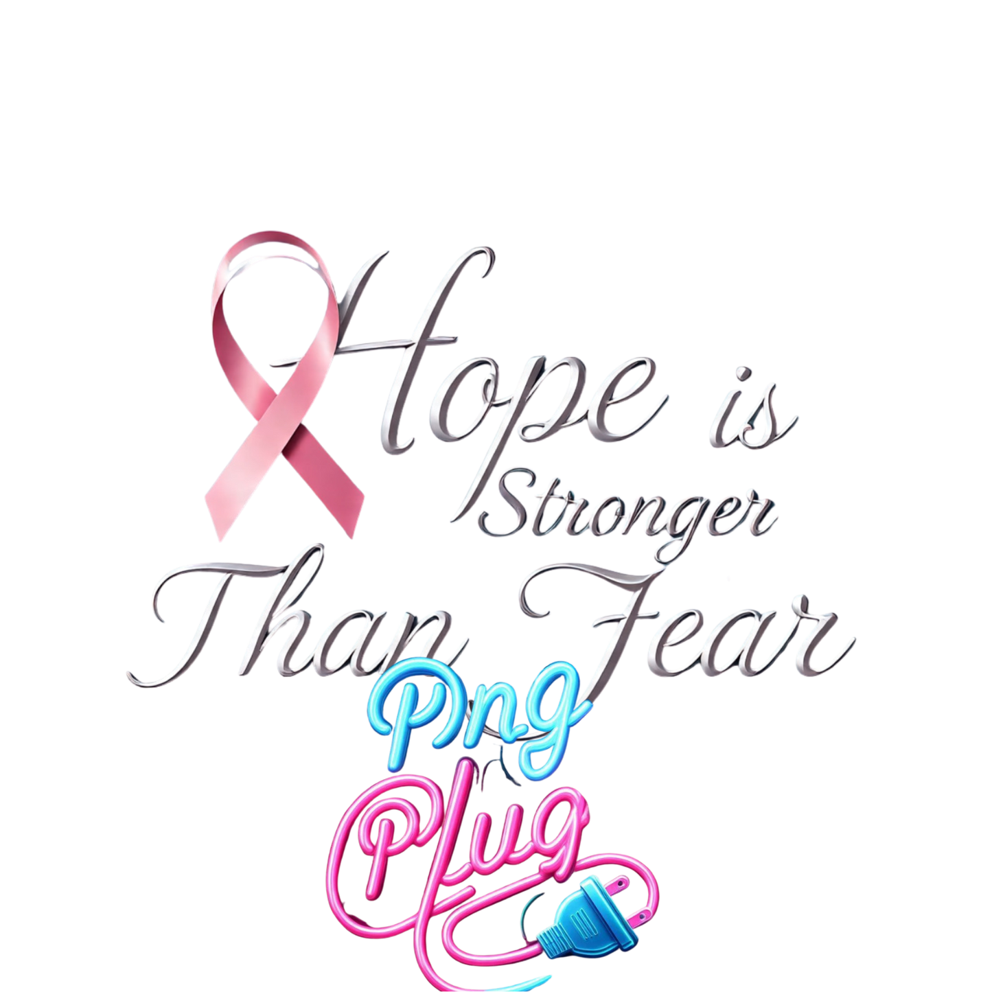 Hope is Stronger Than Fear Breast Cancer Awareness Ribbon Instant Digital Download