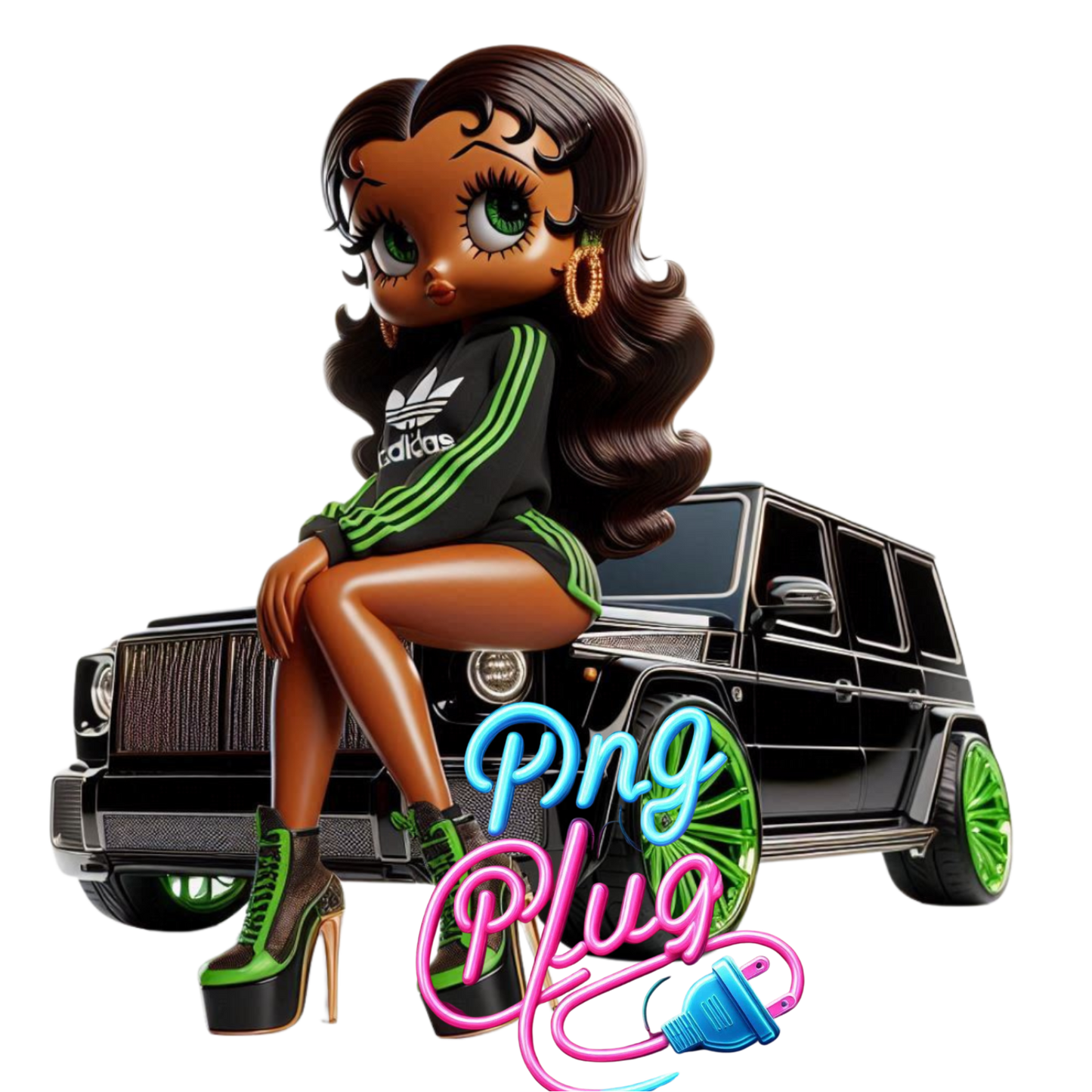 Betty Boop Black on a SUV Vehicle Car Truck Automobile PNG Image Bundle - Instant Digital Downloa