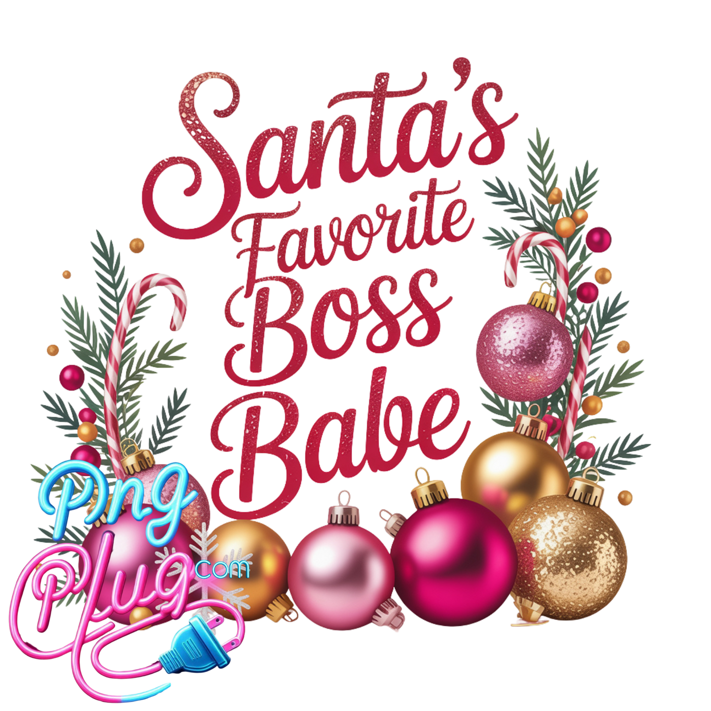 Santa’s Favorite Boss Babe PNG Bundle | Festive Christmas Ornaments, Glitter Fonts & Holiday Graphics - Instant Digital Download