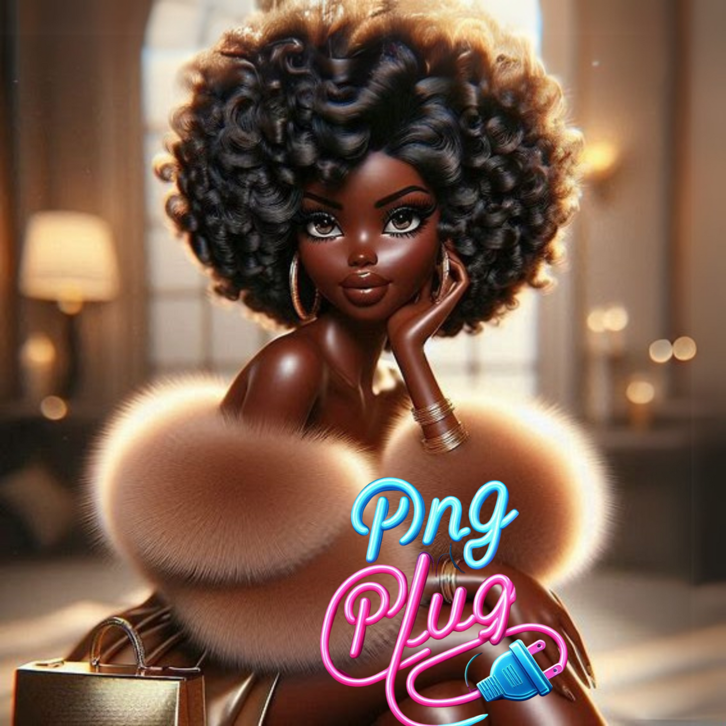 Betty Boop in Gold Fur Glamour PNG Bundle - Instant Digital Download