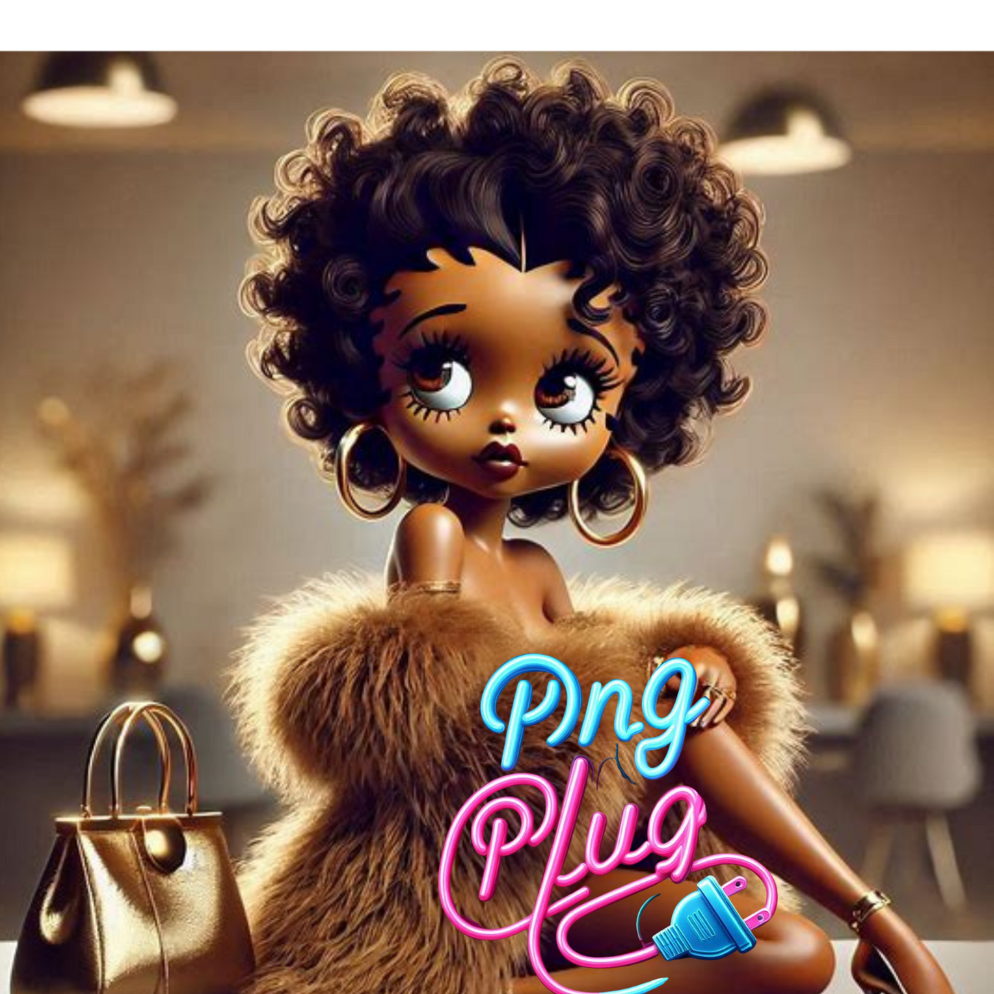 Betty Boop in Gold Fur Glamour PNG Bundle - Instant Digital Download