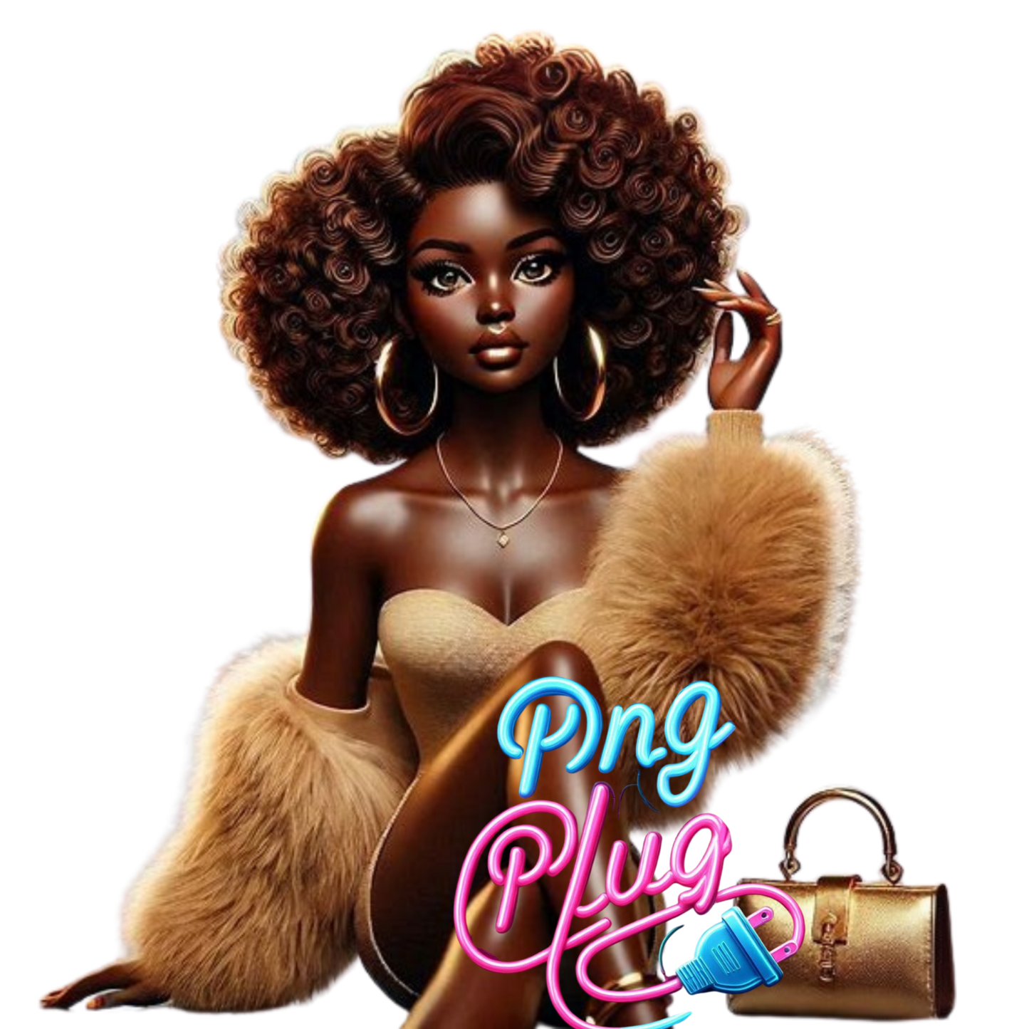 Betty Boop in Gold Fur Glamour PNG Bundle - Instant Digital Download