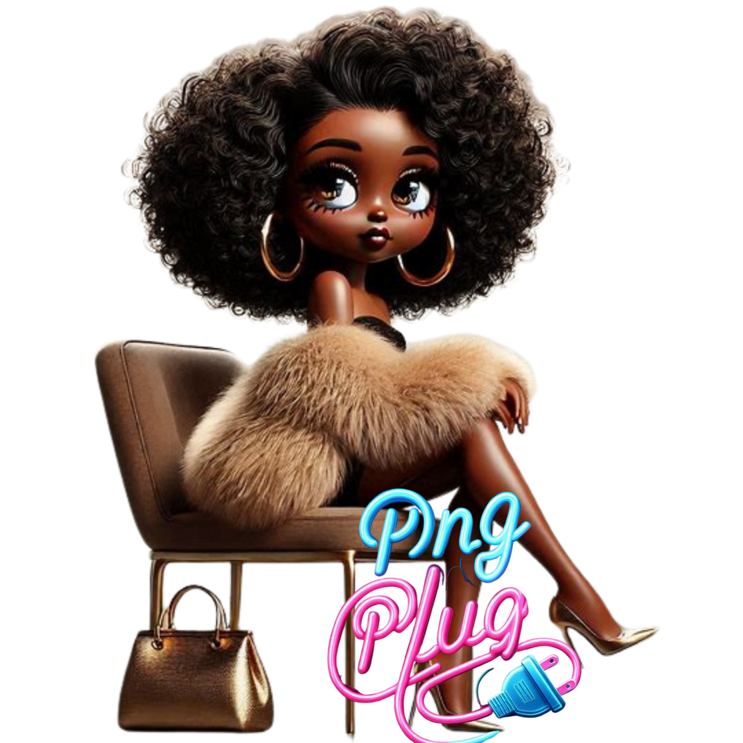 Betty Boop in Gold Fur Glamour PNG Bundle - Instant Digital Download