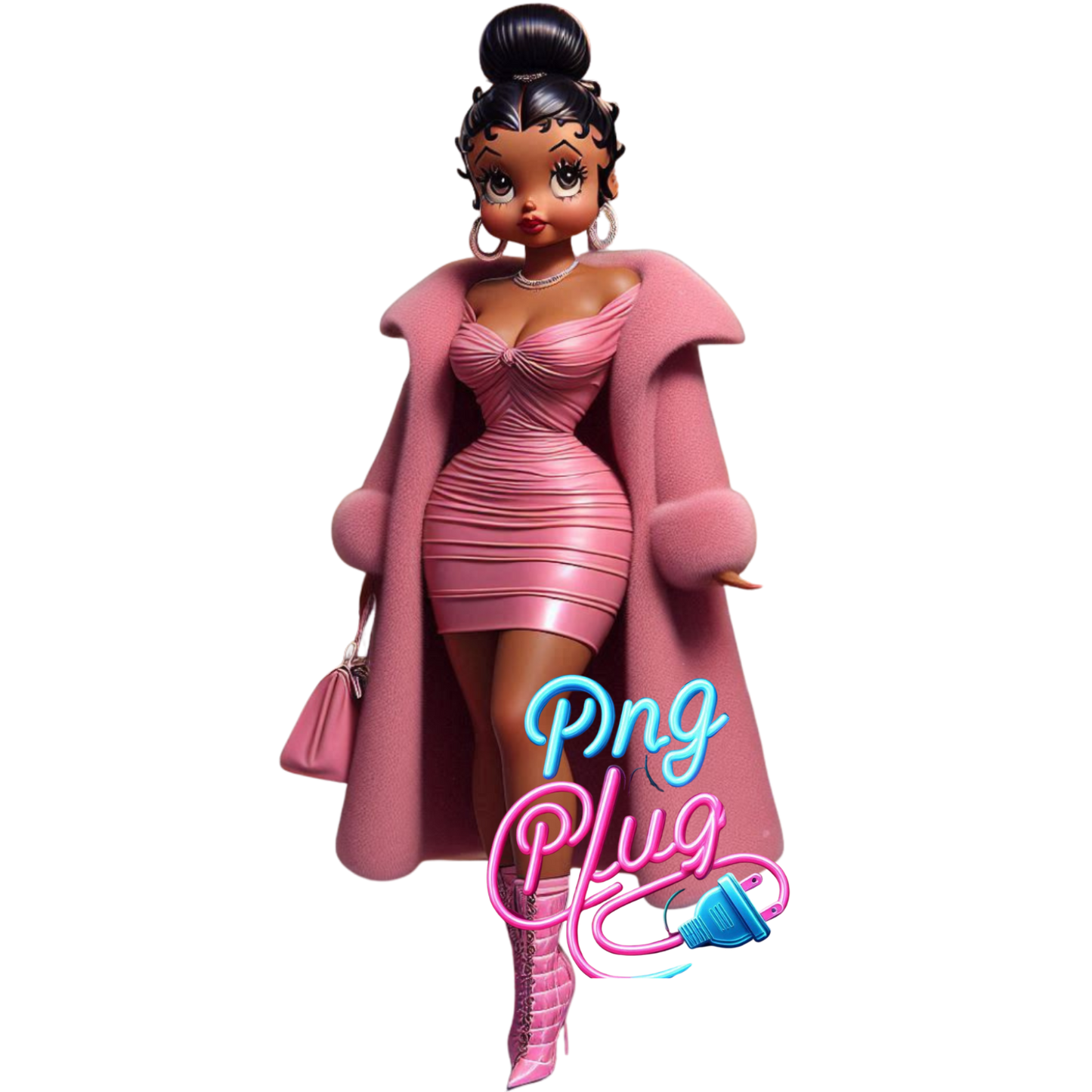 Stylish Pink Betty Boop Winter Fashion PNG Bundle - Instant Digital Download