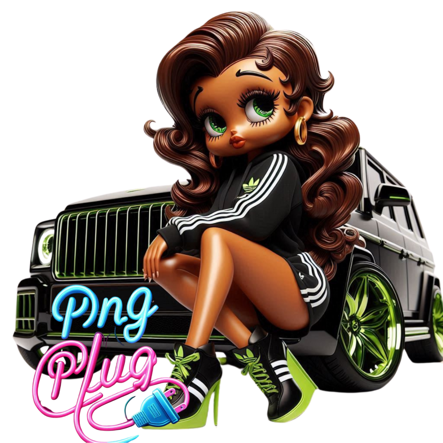 Betty Boop Black on a SUV Vehicle Car Truck Automobile PNG Image Bundle - Instant Digital Downloa