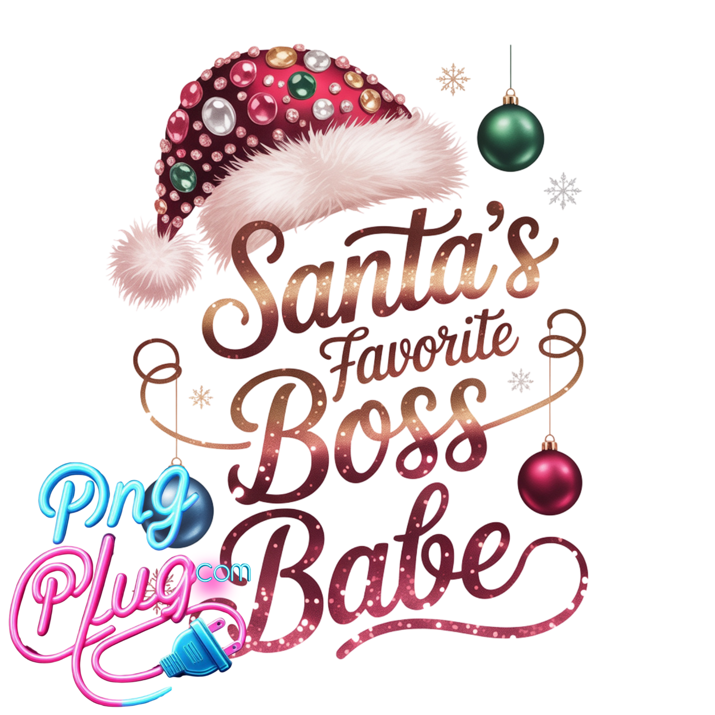 Santa’s Favorite Boss Babe PNG Bundle | Festive Christmas Ornaments, Glitter Fonts & Holiday Graphics - Instant Digital Download