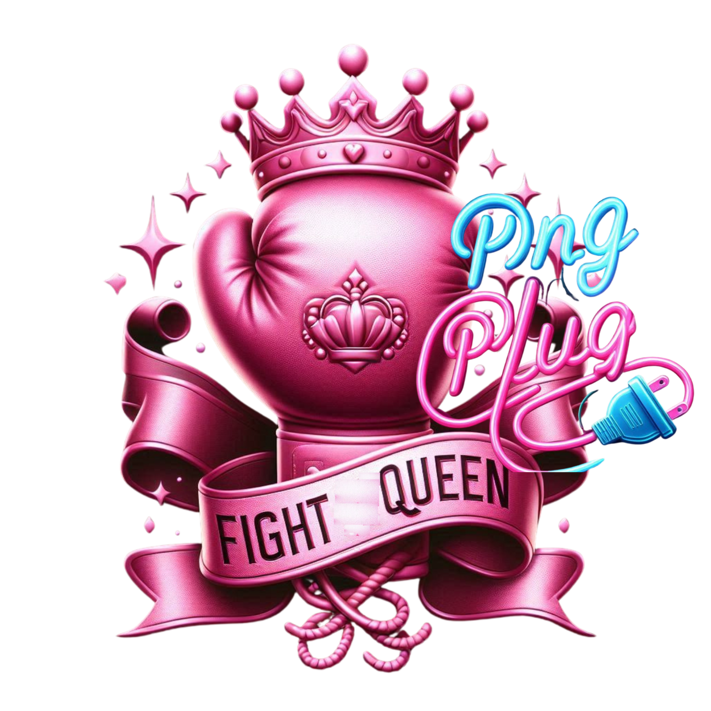 Empowered Fighter: Pink Boxing Glove with Crown - Breast Cancer Awareness- Instant Digital Download