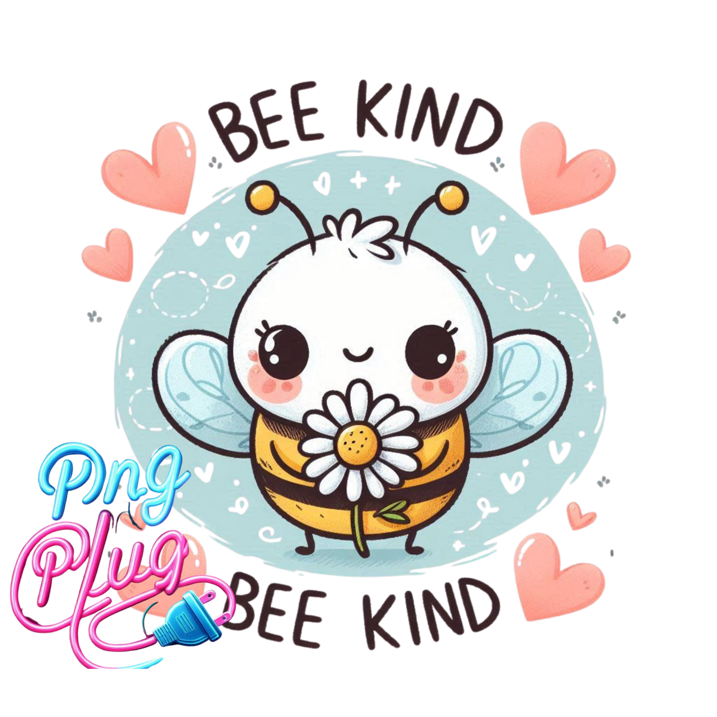 Cute Bee Kind PNG – Whimsical Bumble Bee Holding Daisy, Inspirational Kindness Clipart for Shirts, Mugs, Stickers & More- Instant Digital Download