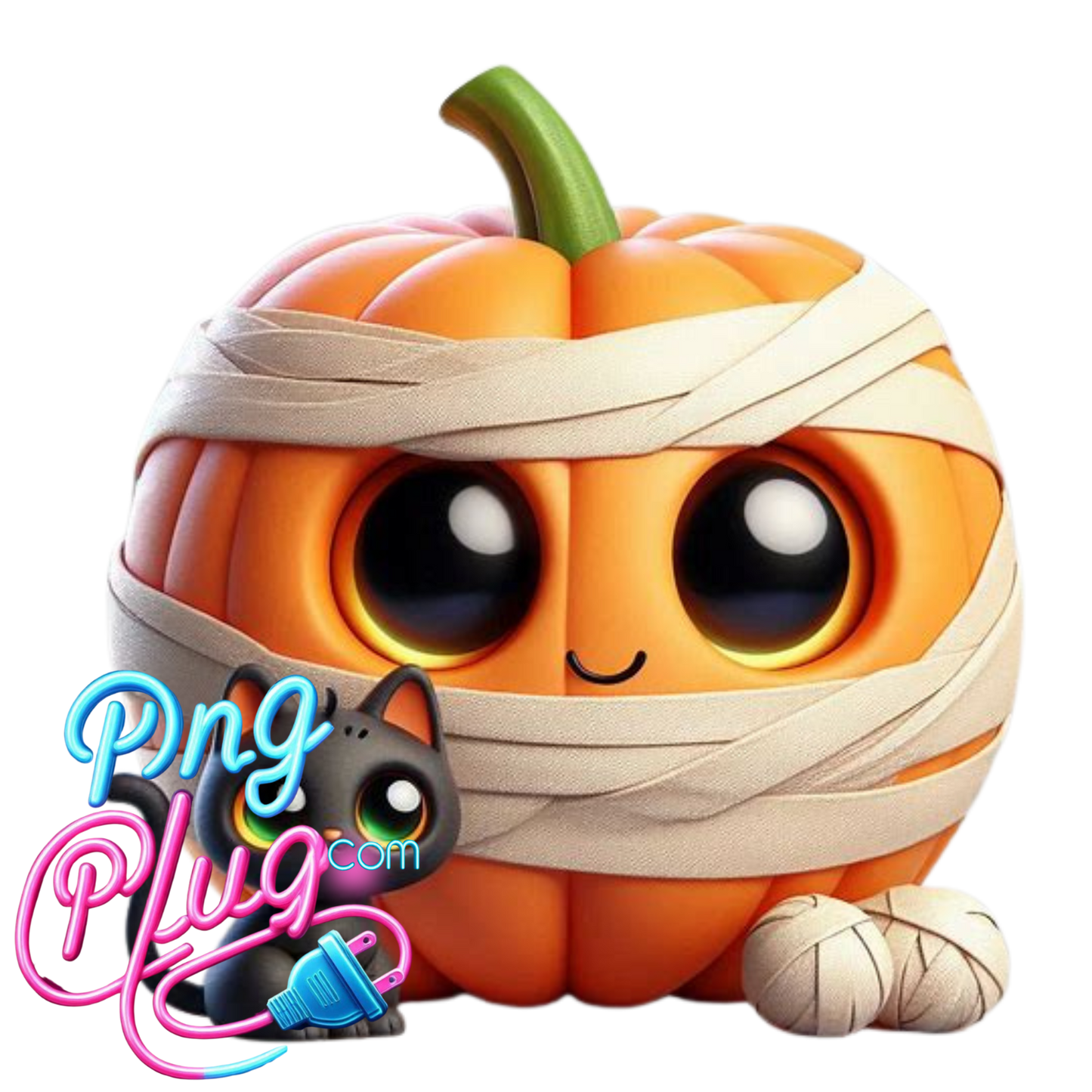Cute Mummy Pumpkin & Black Cat PNG – Adorable Halloween Digital Art for Crafts, Shirts & Stickers - Instant Digital Download