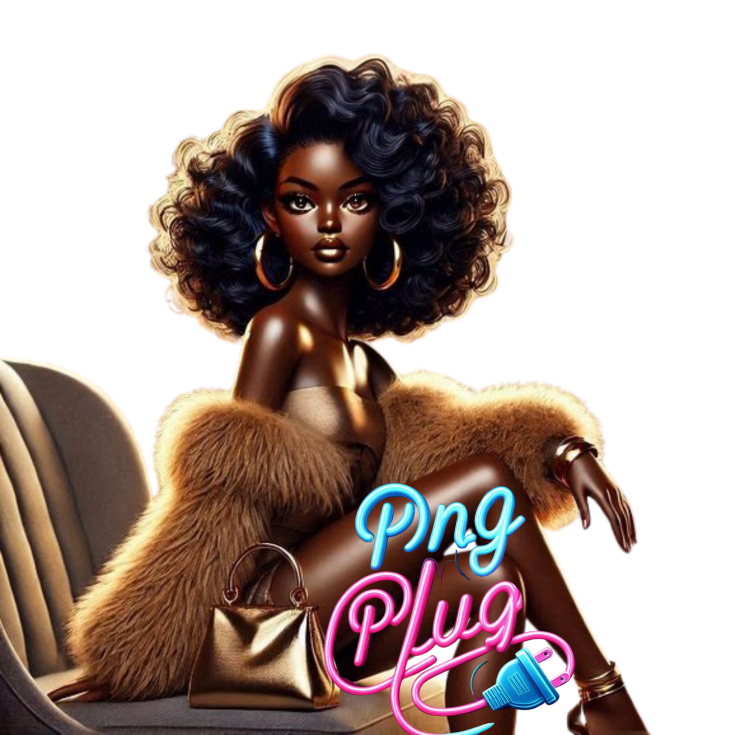 Betty Boop in Gold Fur Glamour PNG Bundle - Instant Digital Download