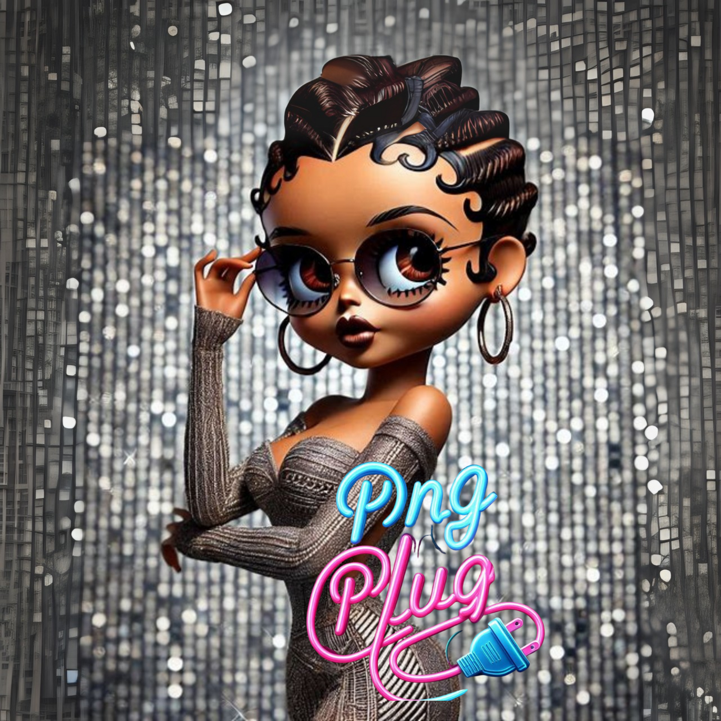 Betty Boop in Modern Metallic PNG Bundle - Instant Digital Download