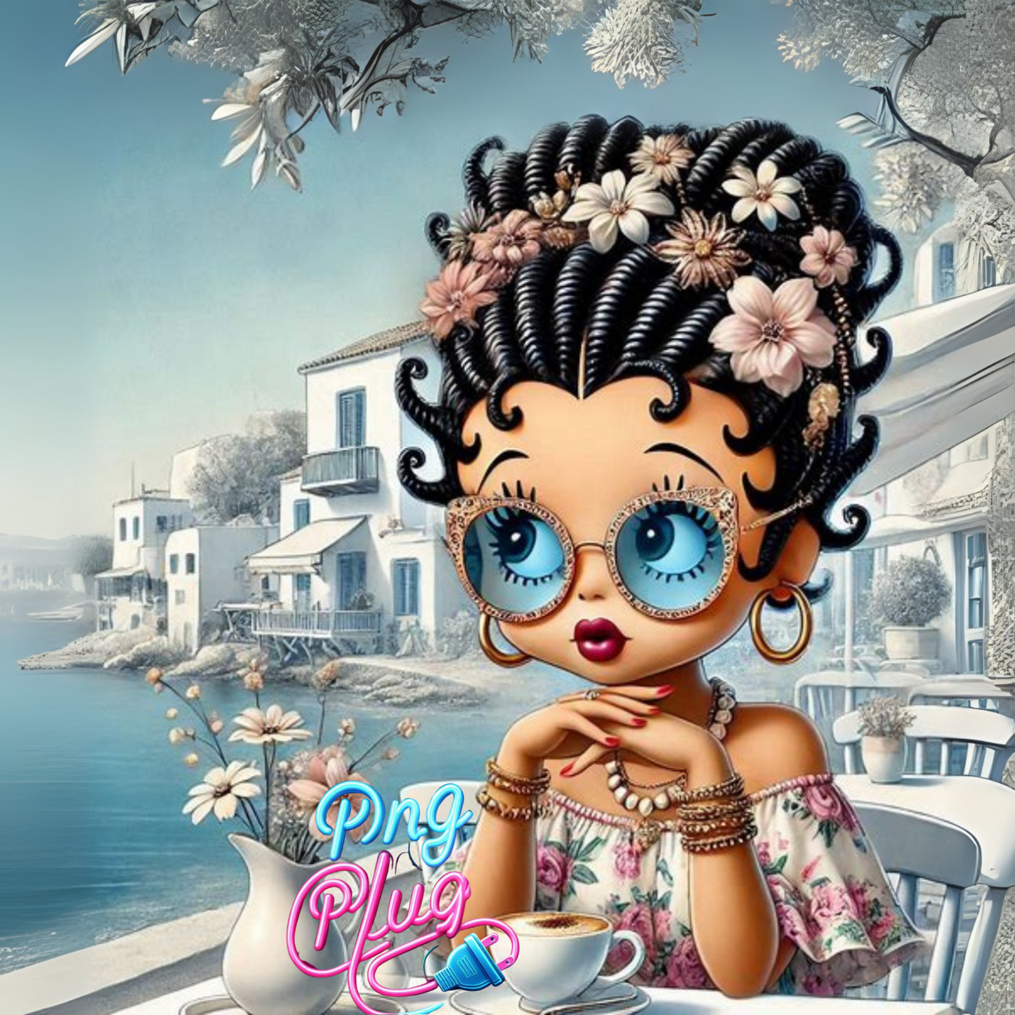 Boho Traveler Betty Boop Image Bundle - Retro Digital Art -for Bags, Mugs & T-Shirts – Trendy Fashion PNG Image Bundle - Instant Digital Download