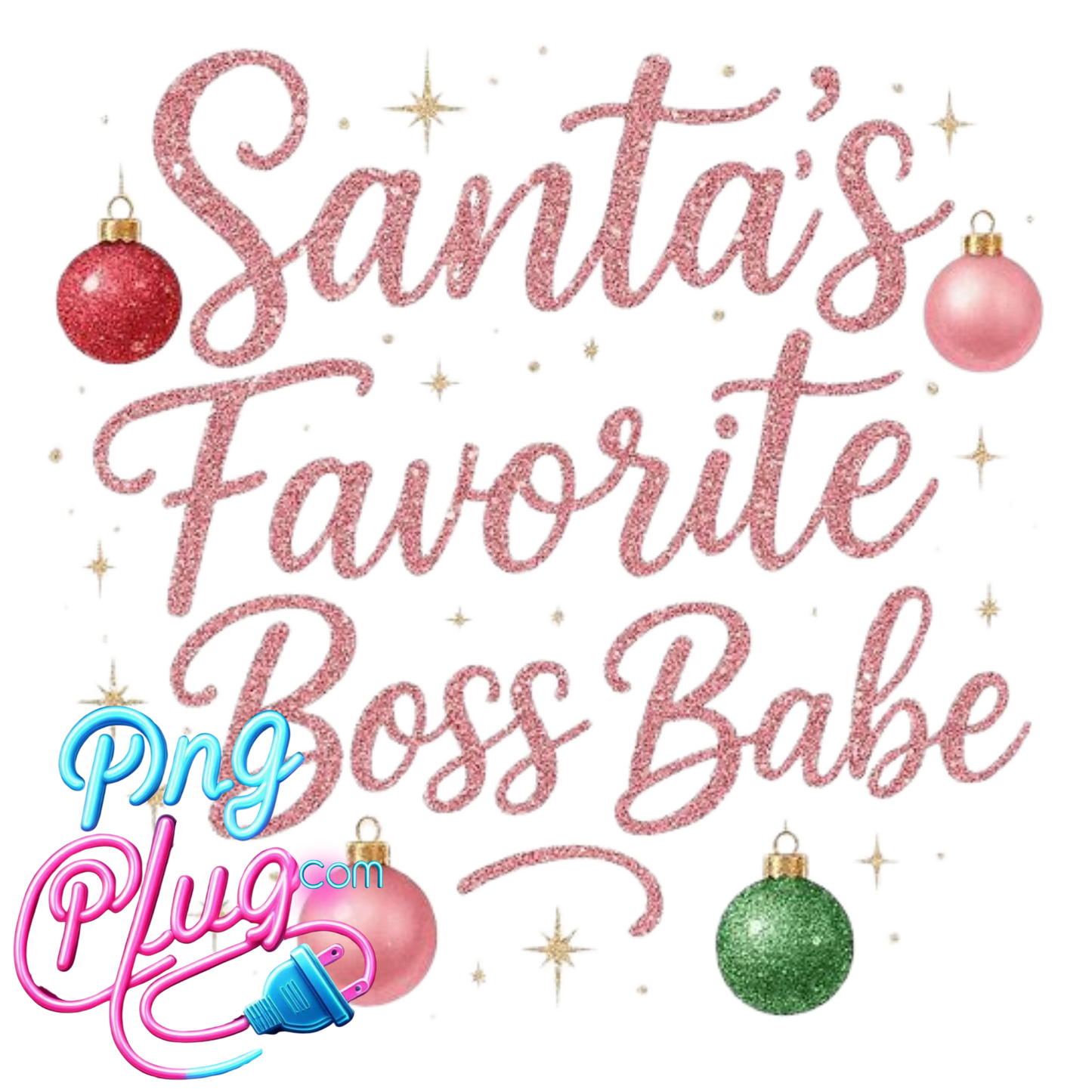 Santa’s Favorite Boss Babe PNG Bundle | Festive Christmas Ornaments, Glitter Fonts & Holiday Graphics - Instant Digital Download