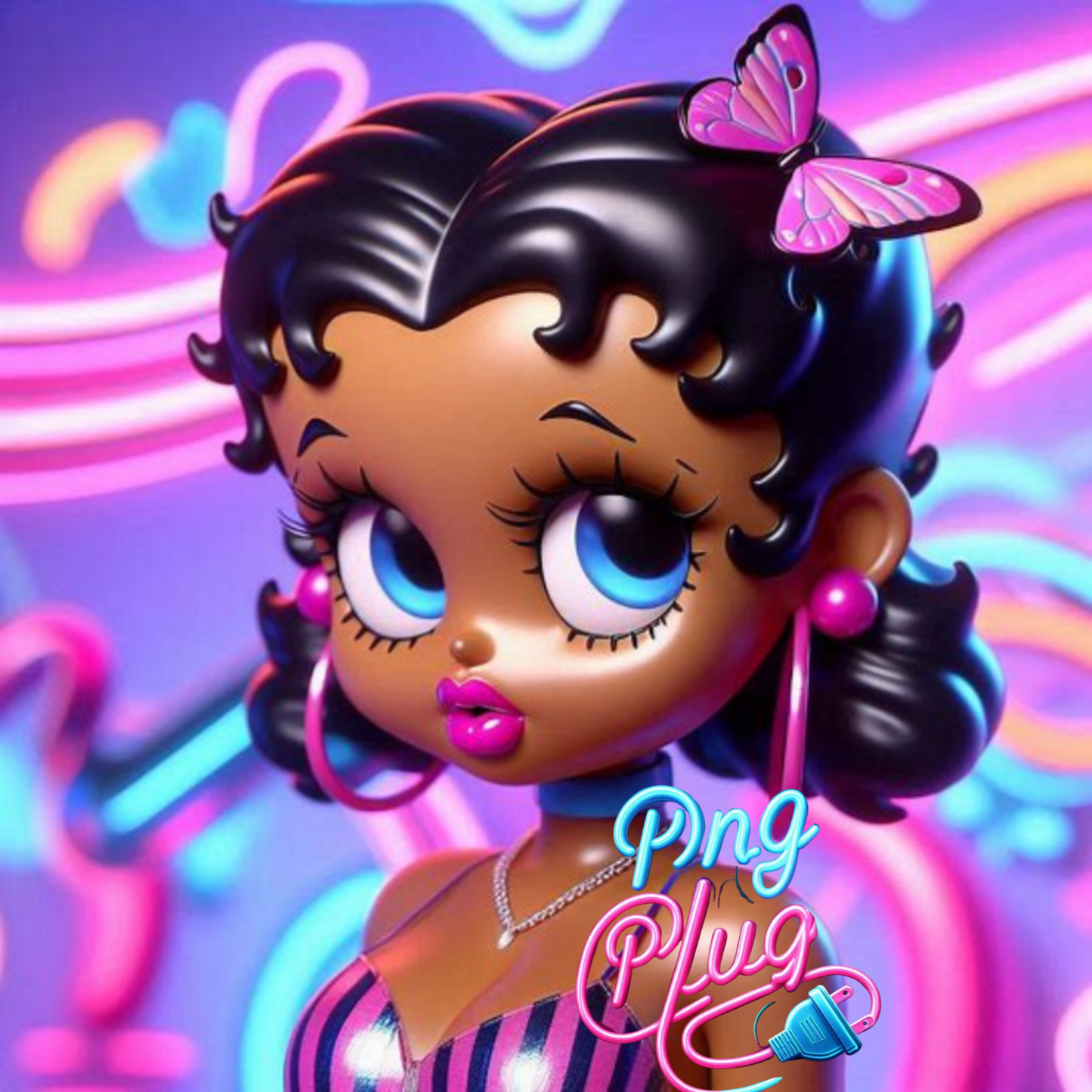 Neon Glam Betty Boop PNG Bundle Images - Instant Digital Download