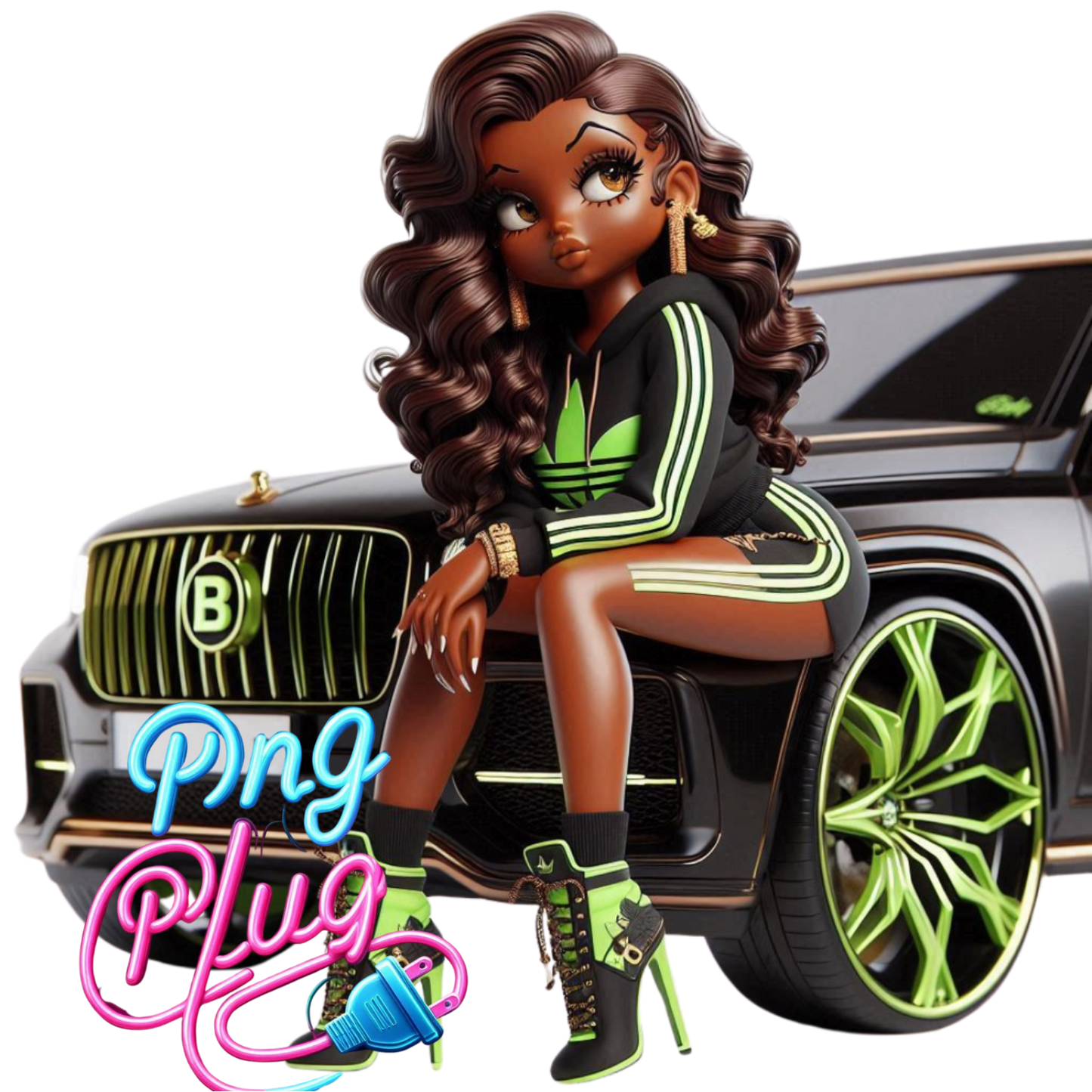 Betty Boop Black on a SUV Vehicle Car Truck Automobile PNG Image Bundle - Instant Digital Downloa