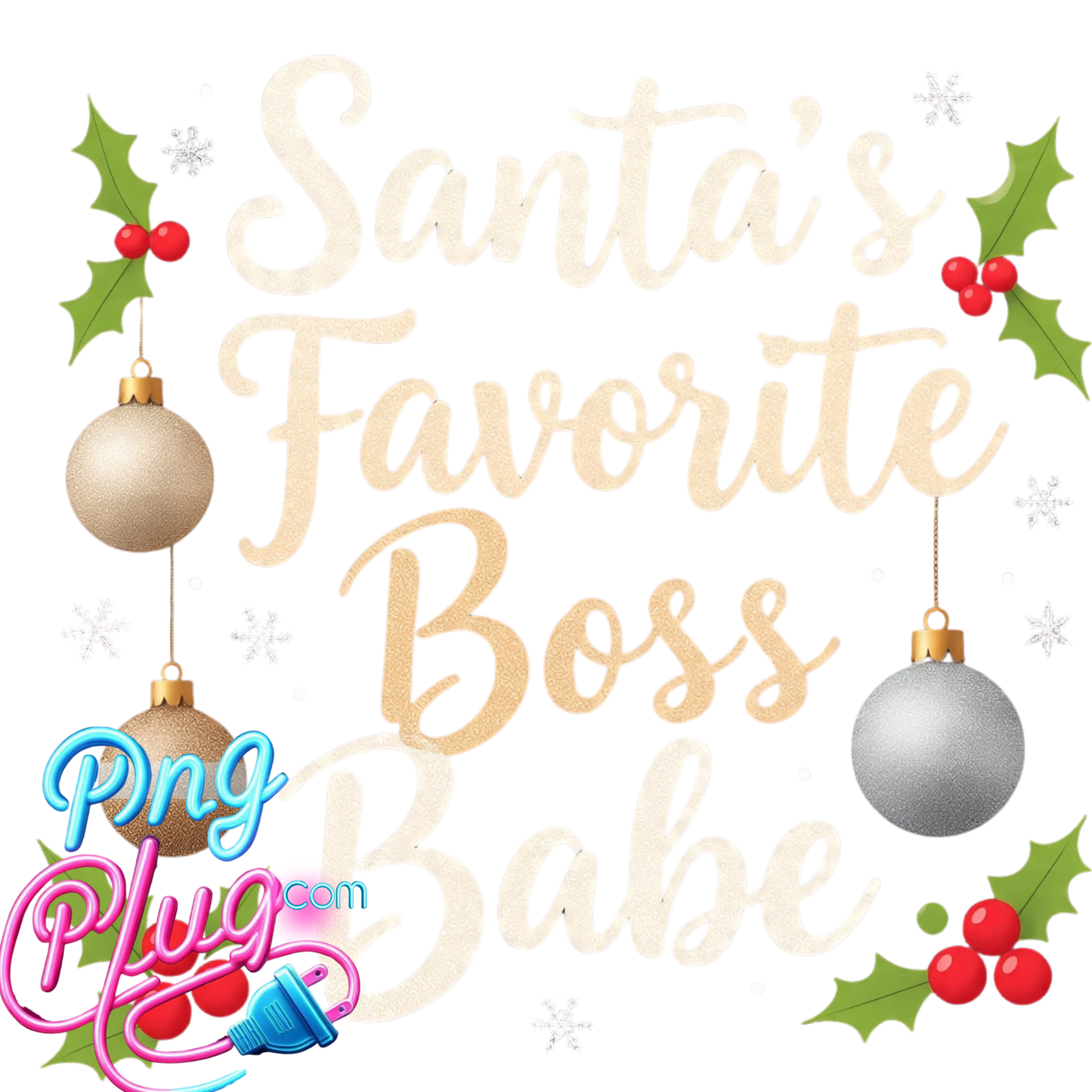 Santa’s Favorite Boss Babe PNG Bundle | Festive Christmas Ornaments, Glitter Fonts & Holiday Graphics - Instant Digital Download
