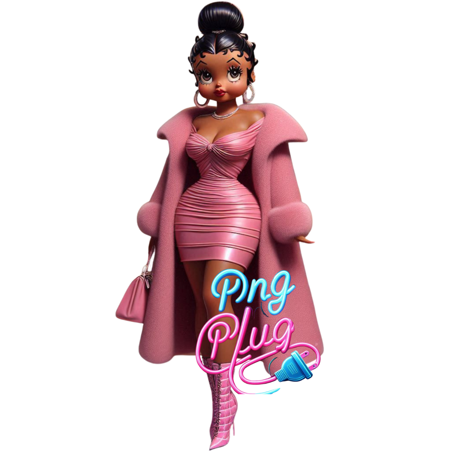 Stylish Pink Betty Boop Winter Fashion PNG Bundle - Instant Digital Download