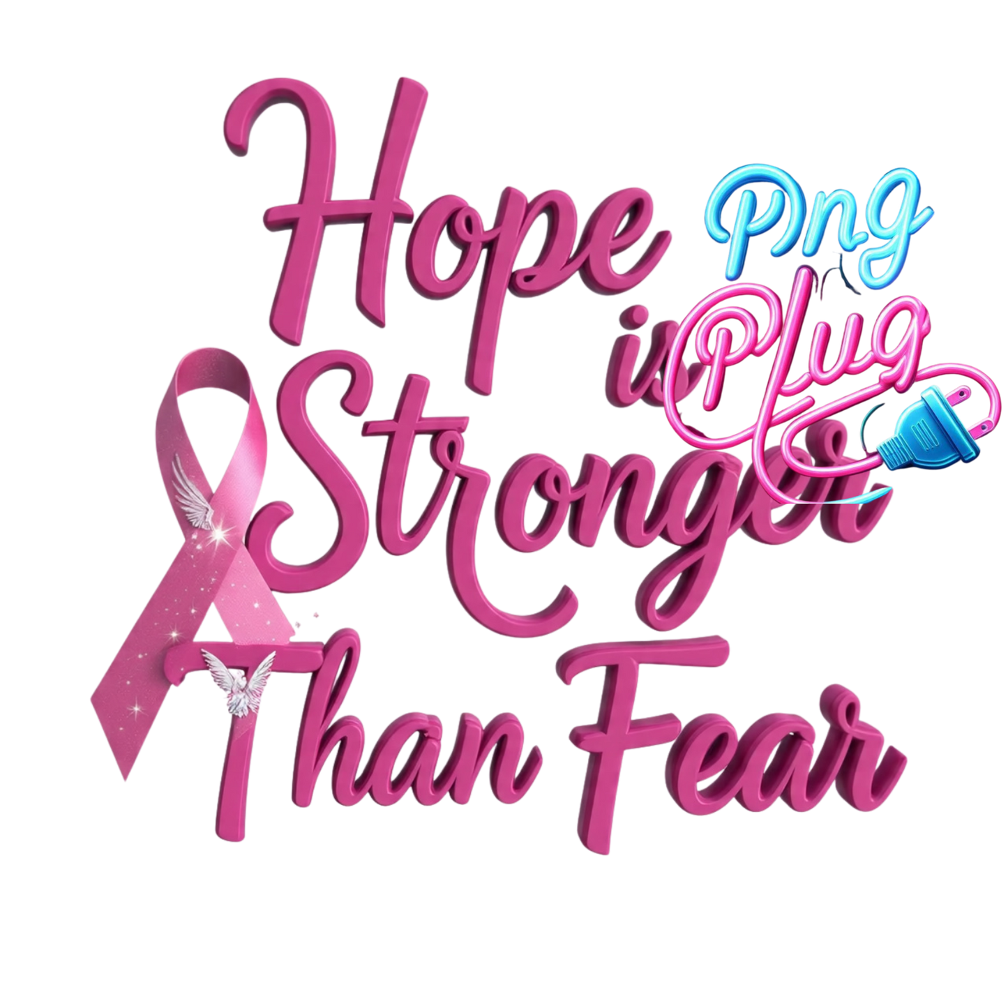 Hope is Stronger Than Fear Breast Cancer Awareness Ribbon Instant Digital Download