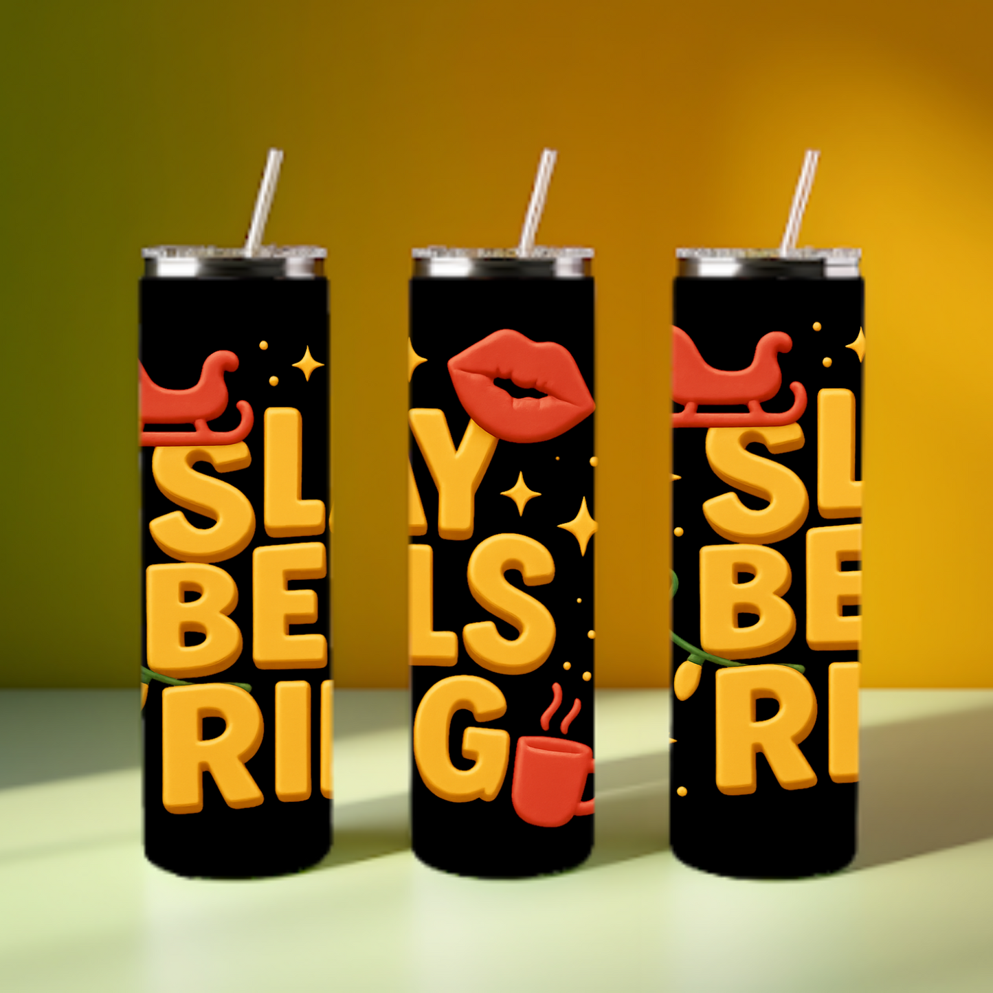 SLAY BELLS RING PNG | Bold Christmas Lips Sleigh Sparkle Holiday Digital Download | Festive Sublimation & DIY Crafts - Instant Digital Download p