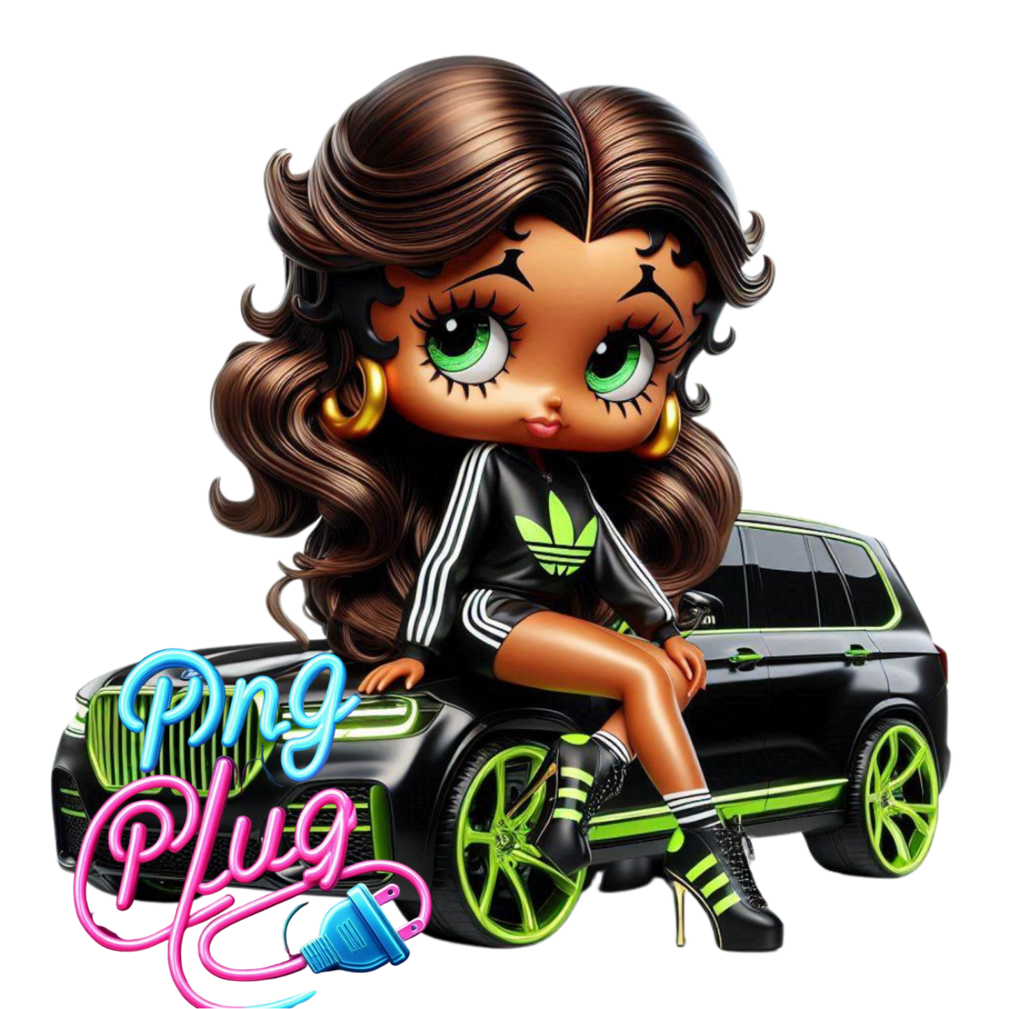 Betty Boop Black on a SUV Vehicle Car Truck Automobile PNG Image Bundle - Instant Digital Downloa