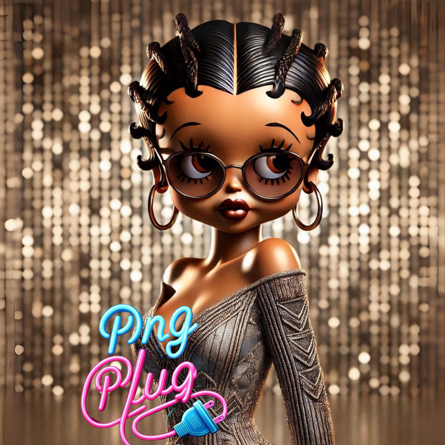 Betty Boop in Modern Metallic PNG Bundle - Instant Digital Download