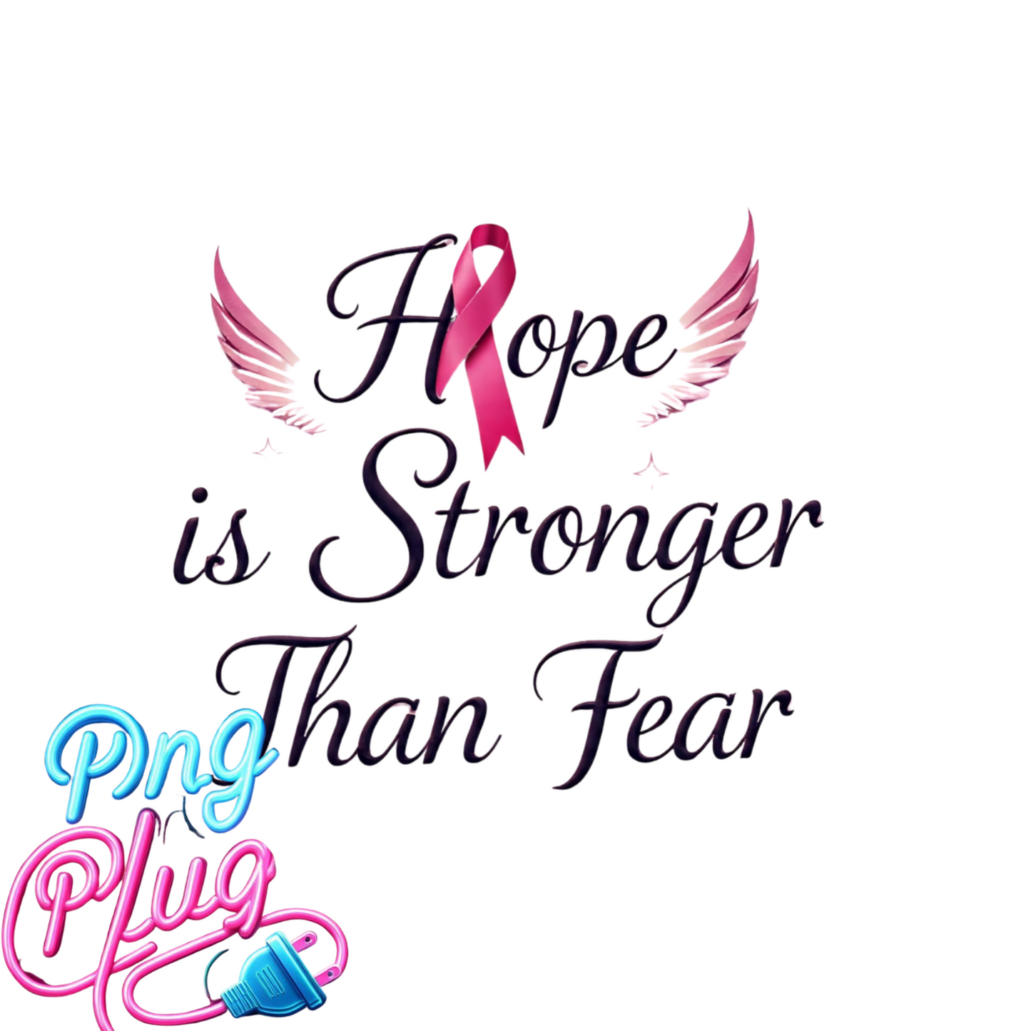 Hope is Stronger Than Fear Breast Cancer Awareness Ribbon Instant Digital Download
