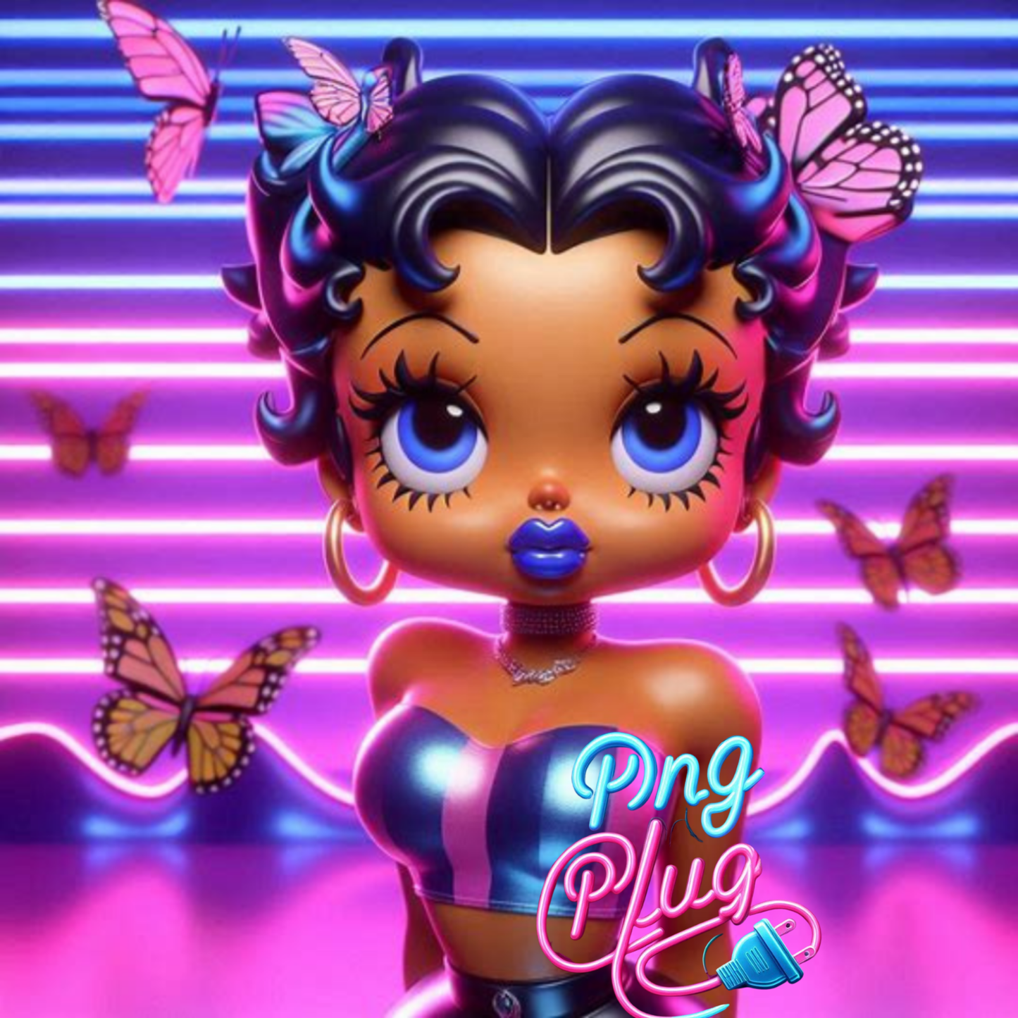 Neon Glam Betty Boop PNG Bundle Images - Instant Digital Download
