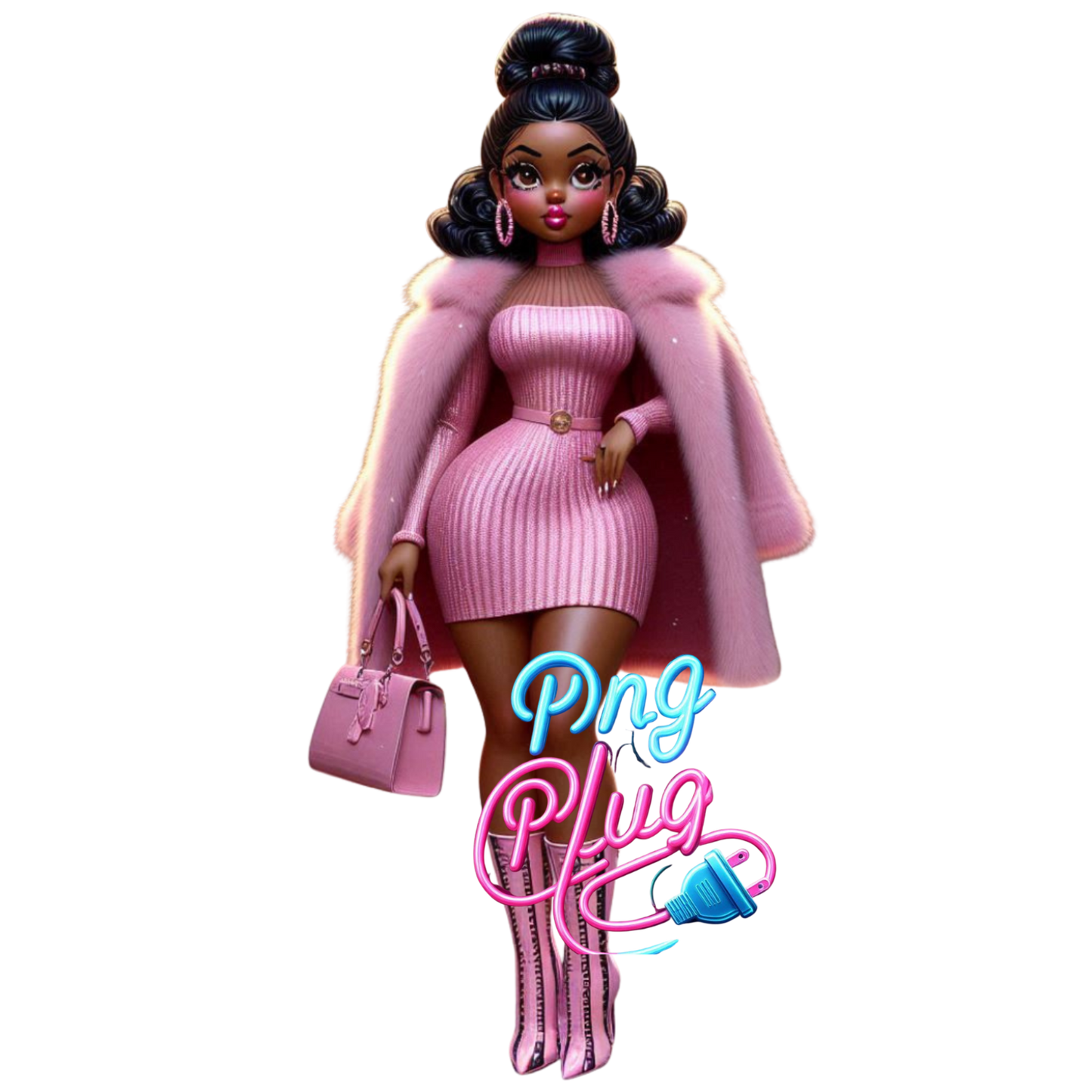 Stylish Pink Betty Boop Winter Fashion PNG Bundle - Instant Digital Download