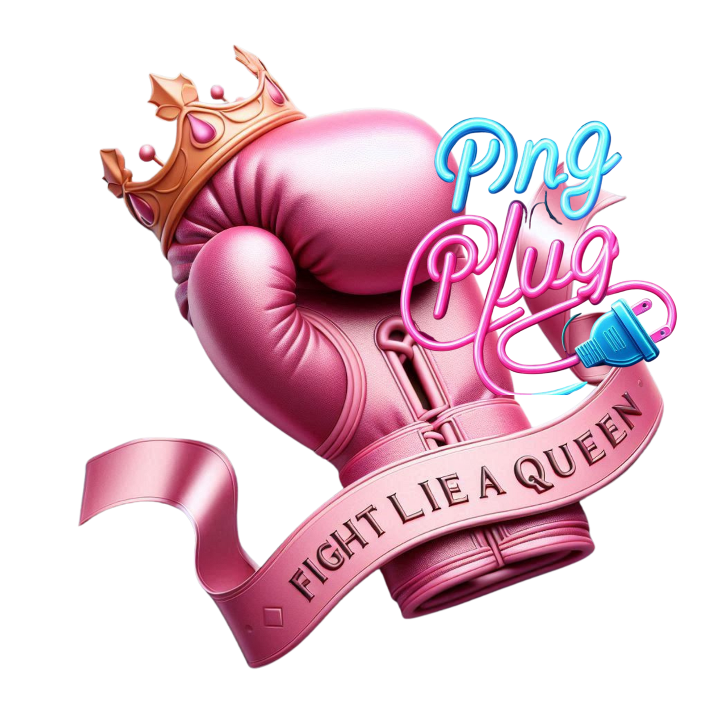 Empowered Fighter: Pink Boxing Glove with Crown - Breast Cancer Awareness- Instant Digital Download