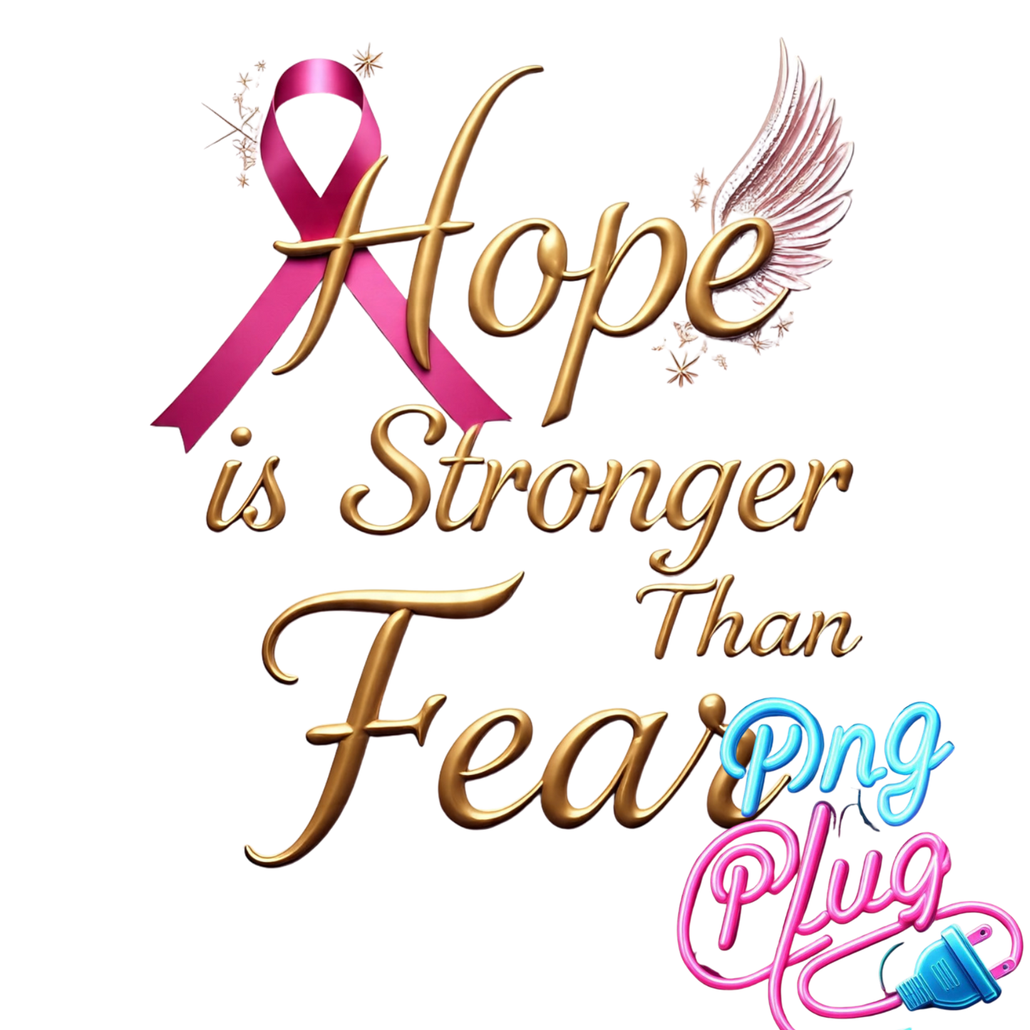 Hope is Stronger Than Fear Breast Cancer Awareness Ribbon Instant Digital Download