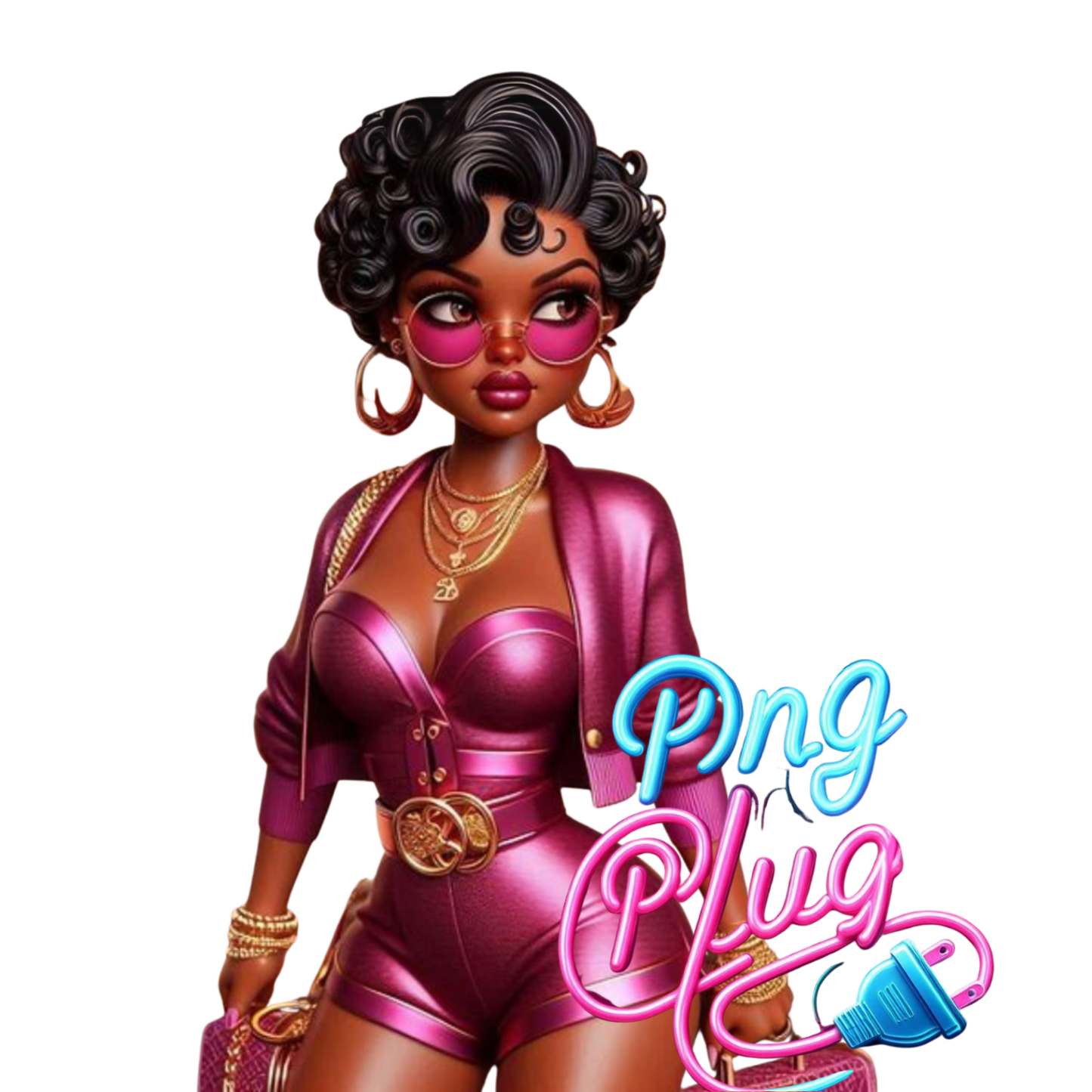 Glamorous Afrocentric Plum Betty Boop PNG Bundle - Instant Digital Download