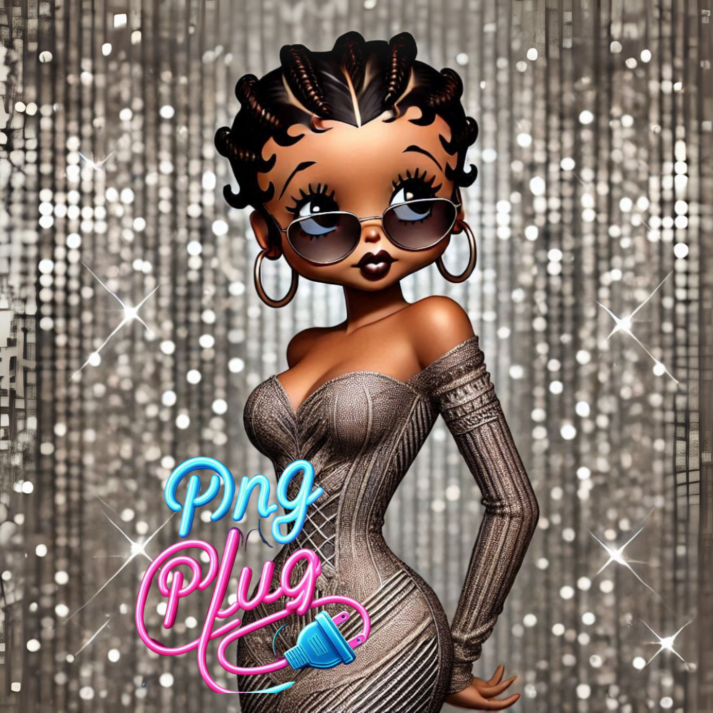 Betty Boop in Modern Metallic PNG Bundle - Instant Digital Download