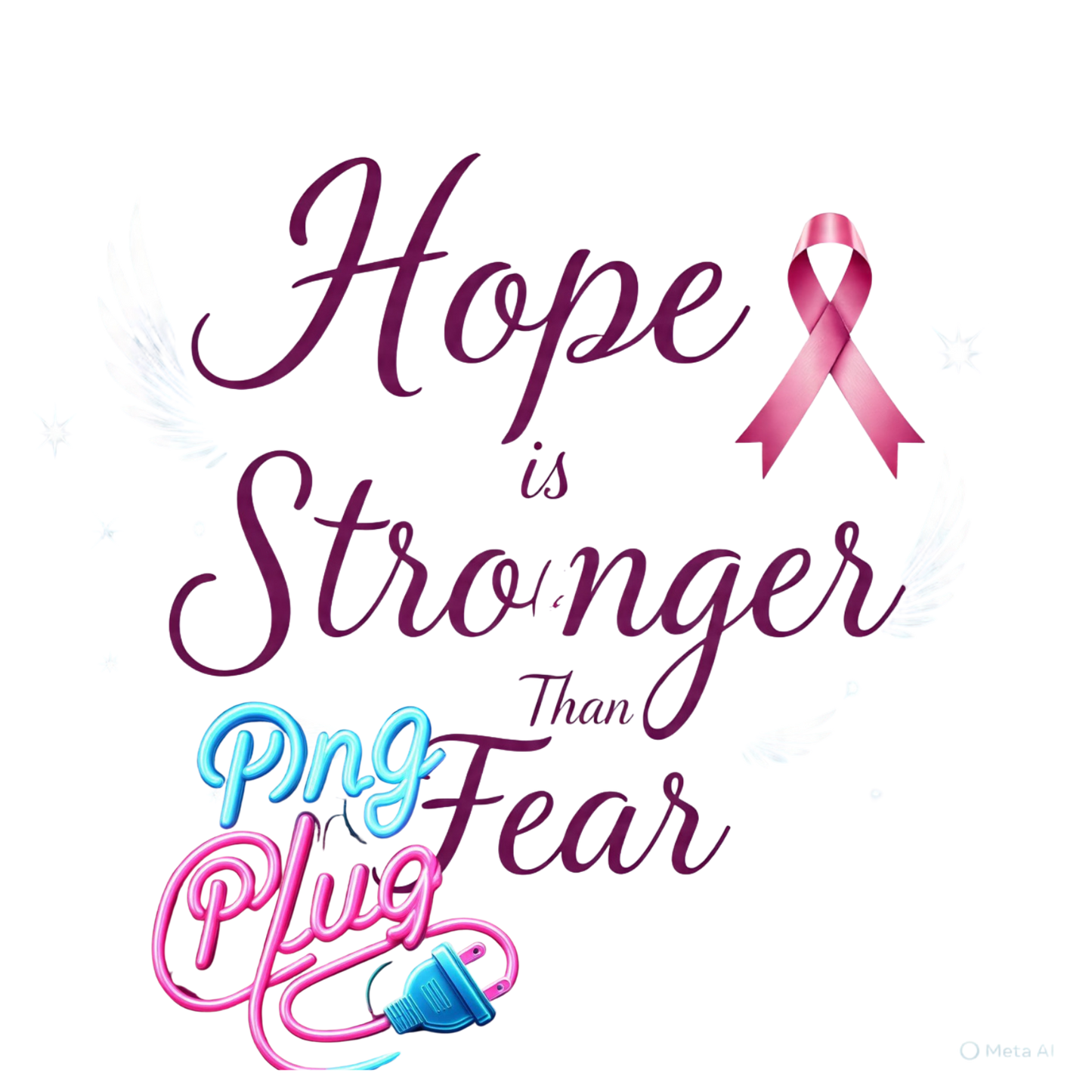 Hope is Stronger Than Fear Breast Cancer Awareness Ribbon Instant Digital Download