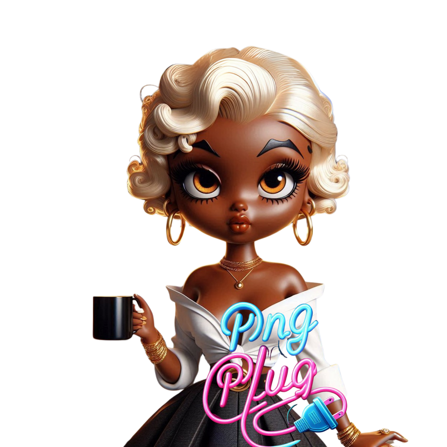 Blonde African American Betty Boop Glam Girl Bundle PNG Images – Instant Digital Download