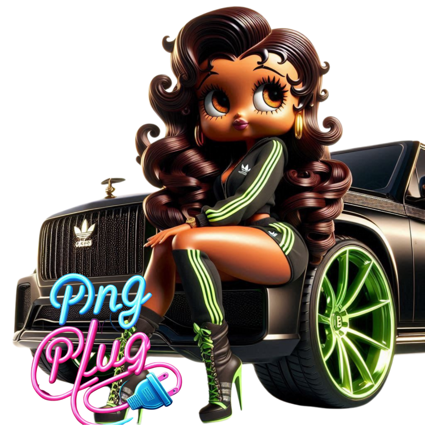 Betty Boop Black on a SUV Vehicle Car Truck Automobile PNG Image Bundle - Instant Digital Downloa